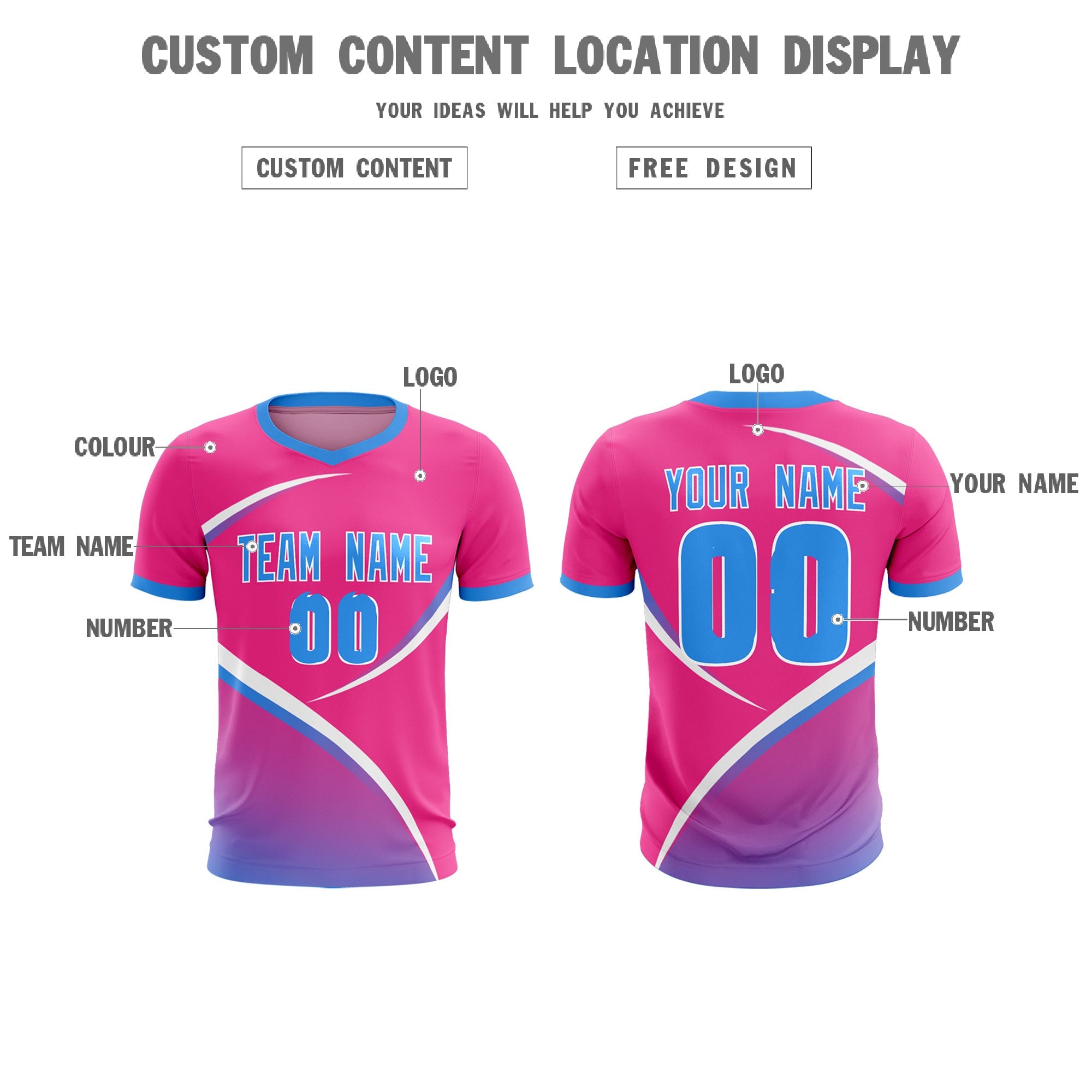 Custom Pink Powder Blue Color Block Training Uniform For Men Soccer Sets Jersey