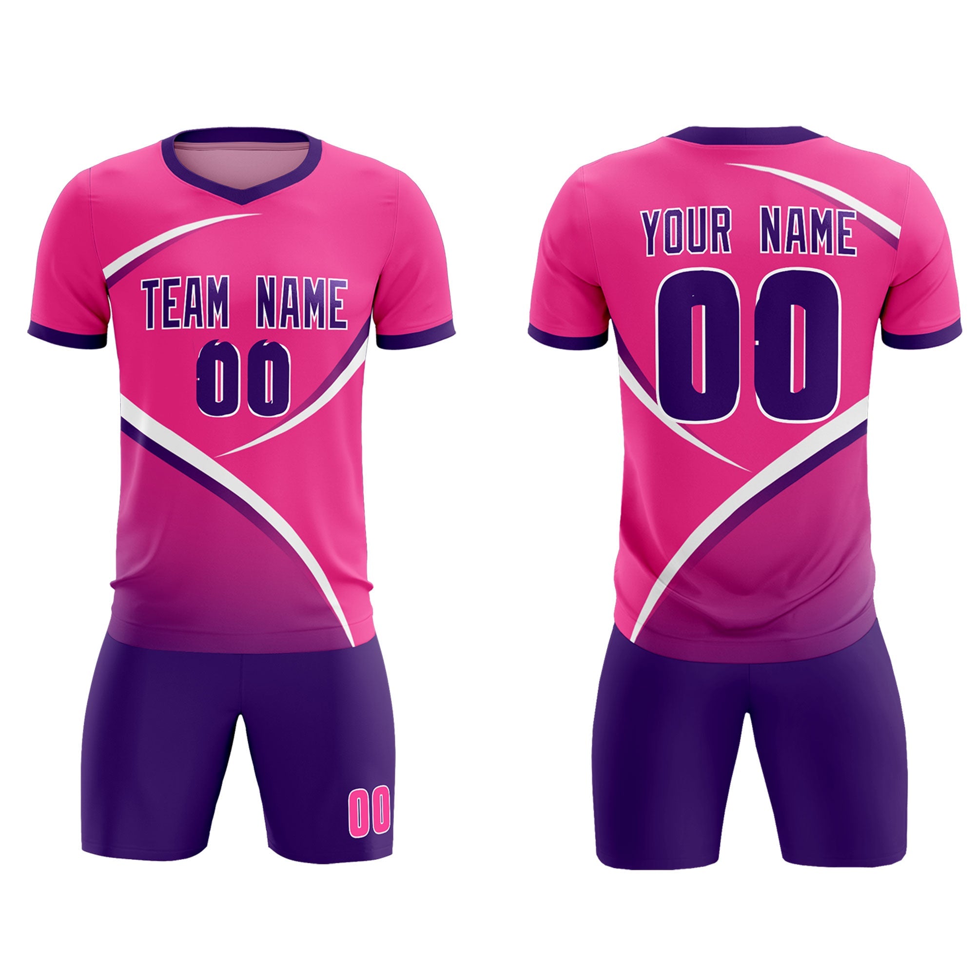 Custom Pink Purple Color Block Training Uniform For Men Soccer Sets Jersey