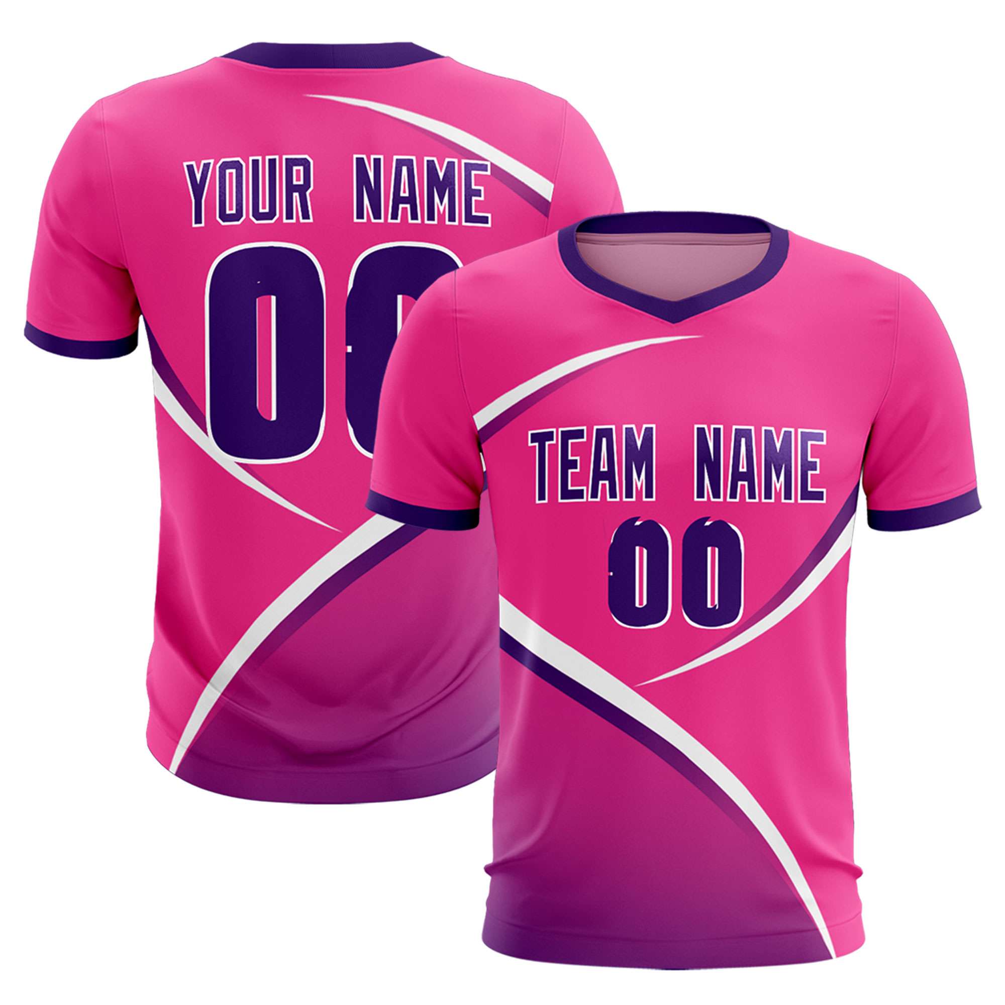 Custom Pink Purple Color Block Training Uniform For Men Soccer Sets Jersey