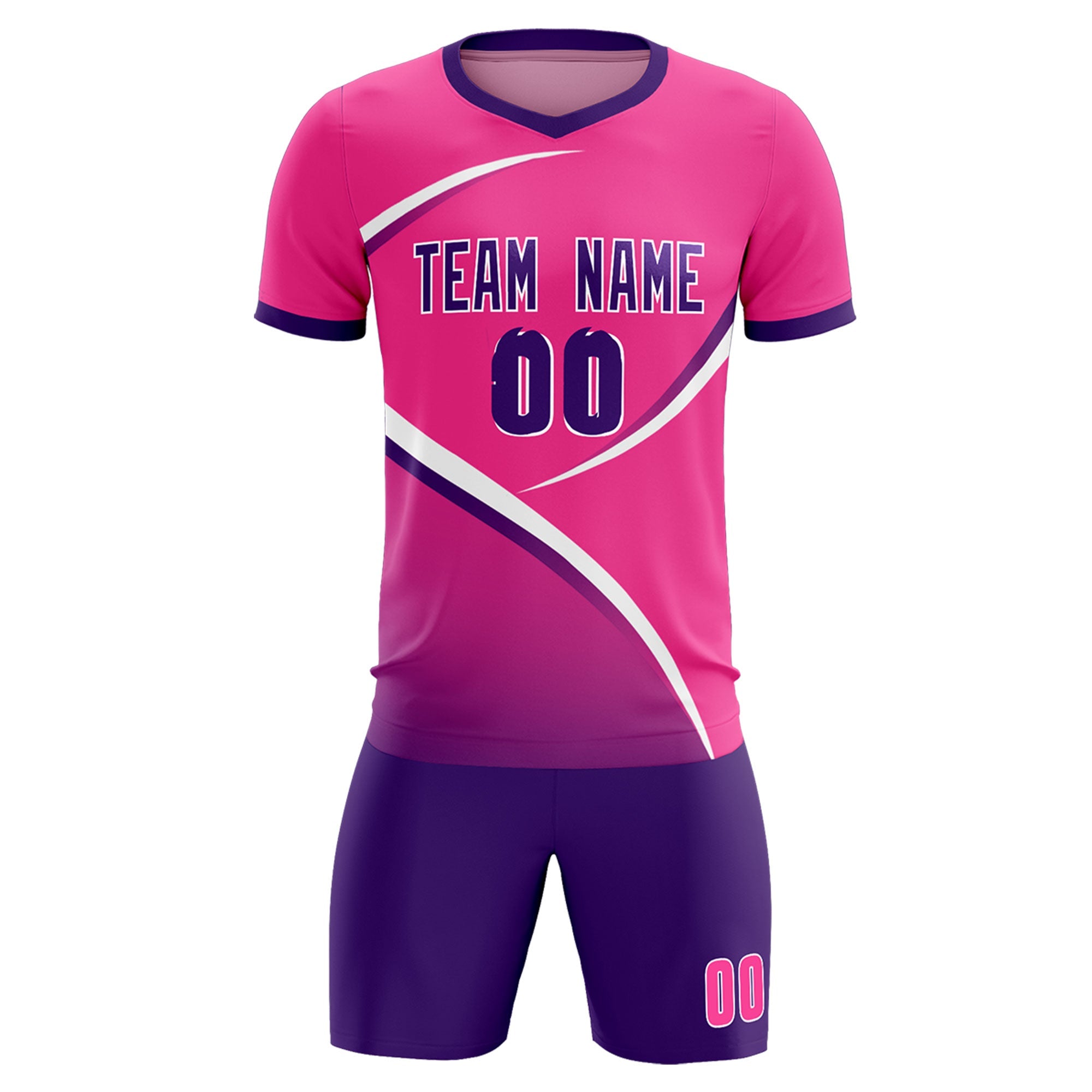 Custom Pink Purple Color Block Training Uniform For Men Soccer Sets Jersey