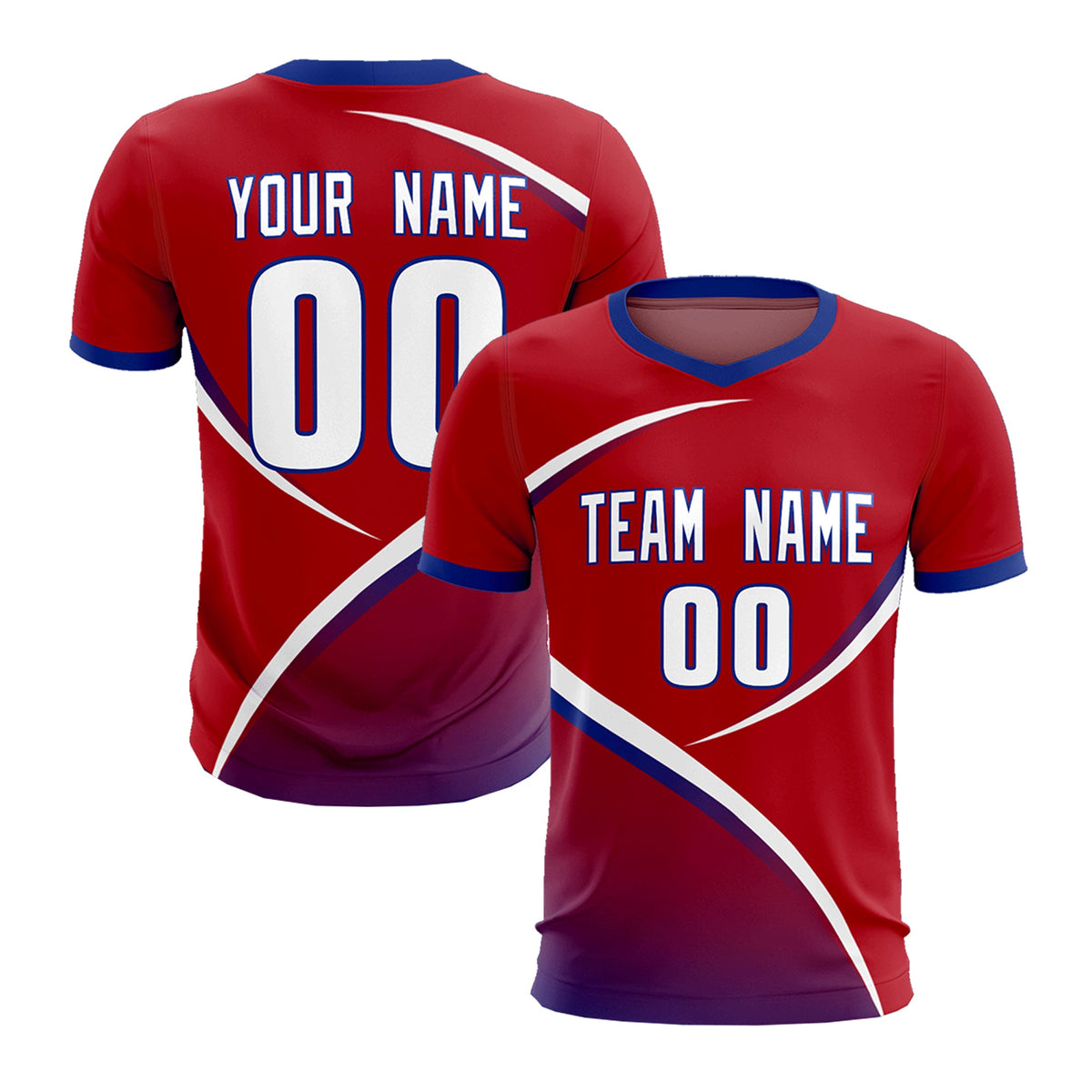 Custom Red Royal Color Block Training Uniform For Men Football Kits Jersey