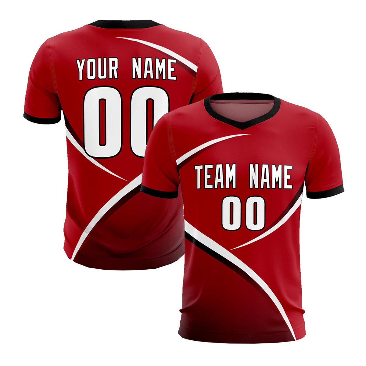 Custom Red Black Color Block Training Uniform For Men Football Kits Jersey
