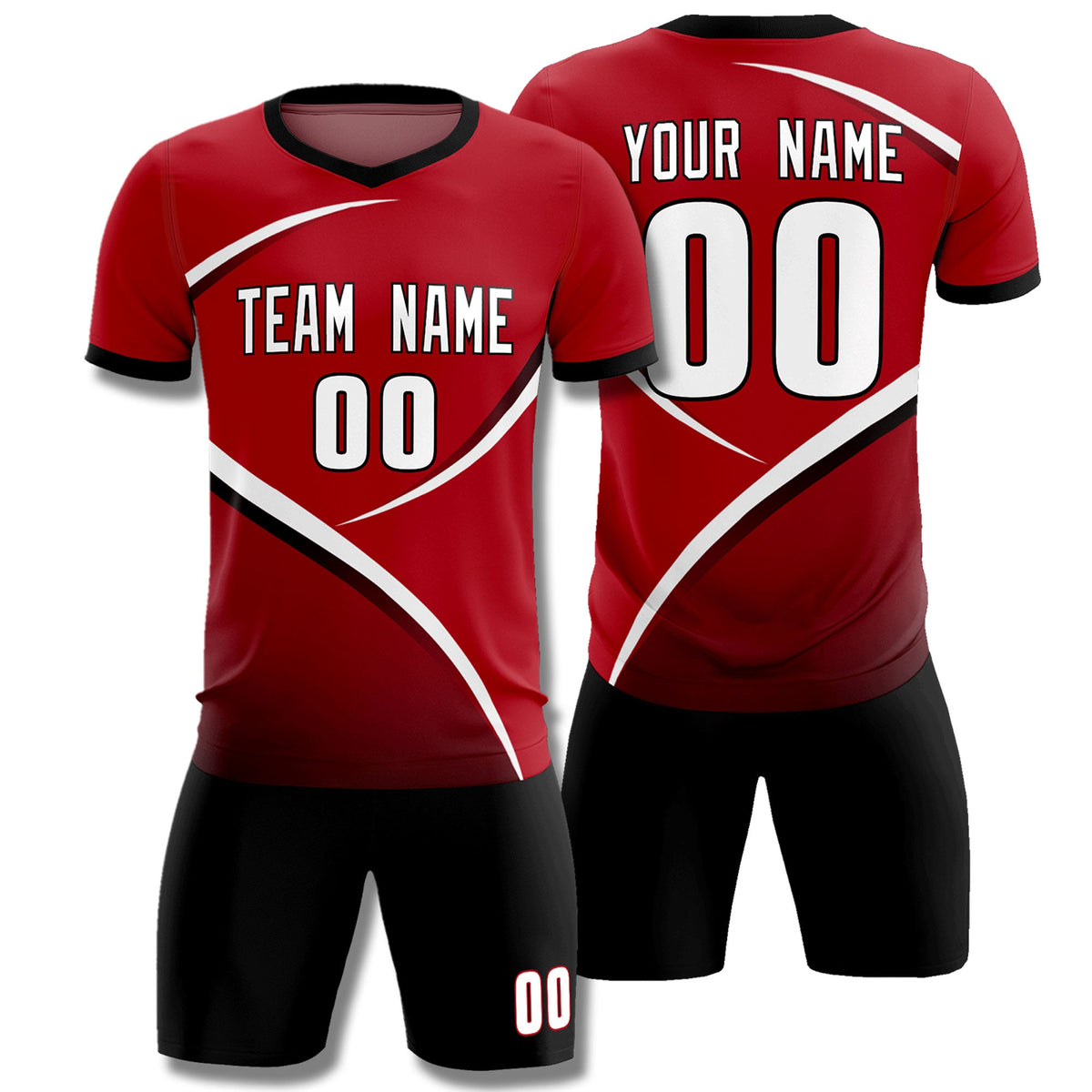 Custom Red Black Color Block Training Uniform For Men Football Kits Jersey