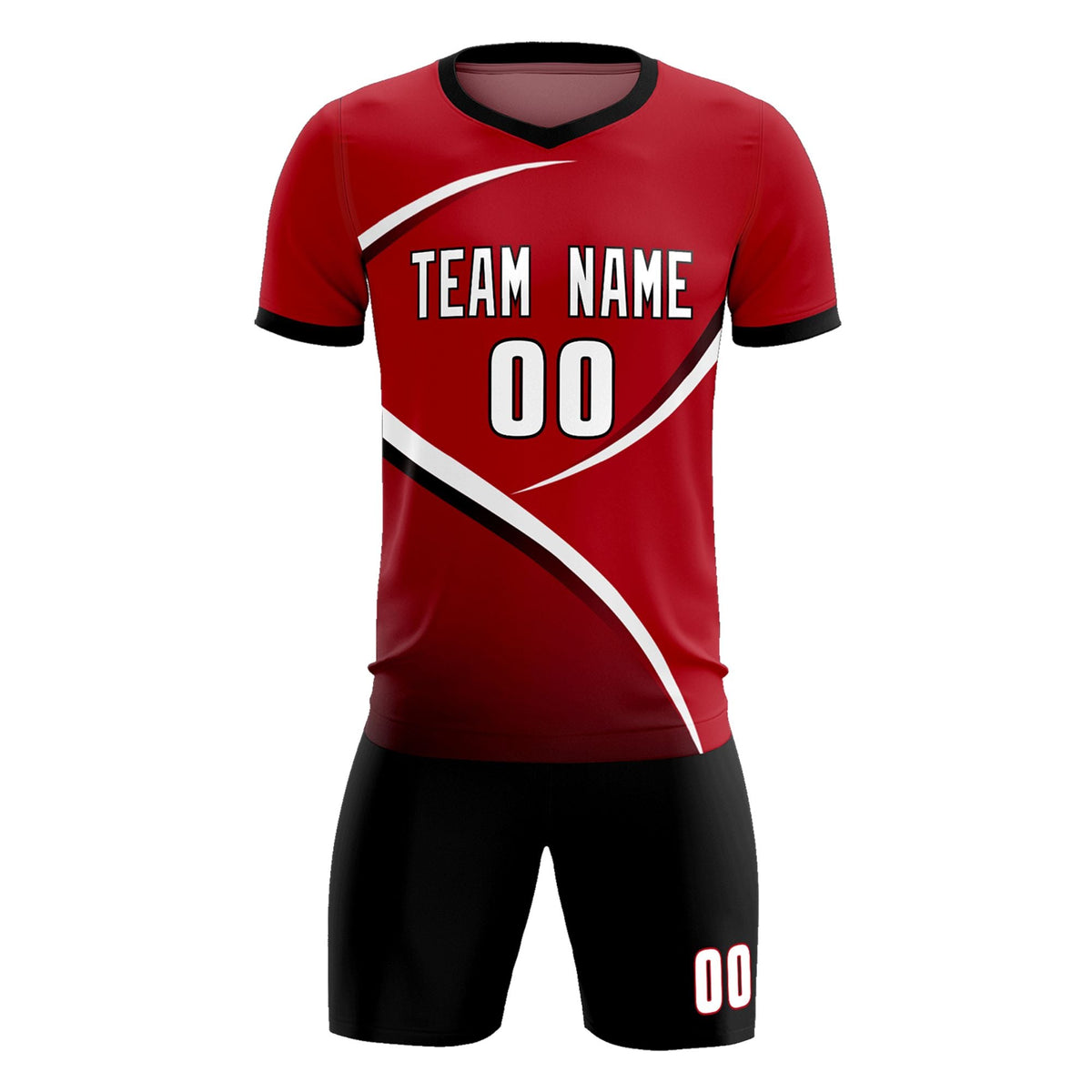 Custom Red Black Color Block Training Uniform For Men Football Kits Jersey