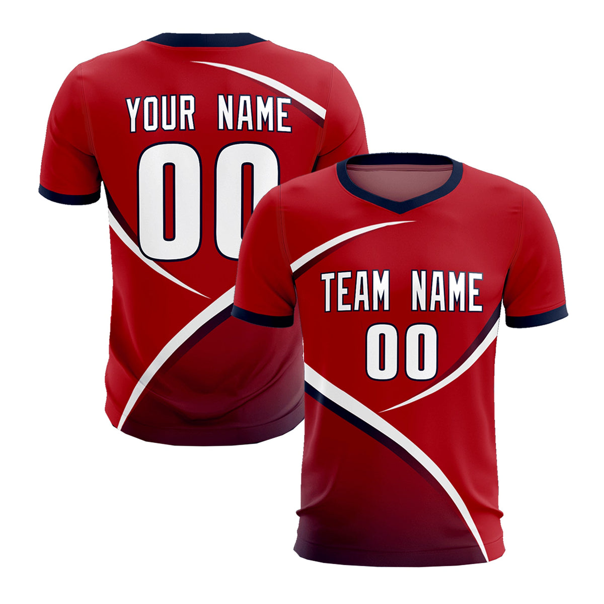 Custom Red Navy Color Block Training Uniform For Men Football Kits Jersey