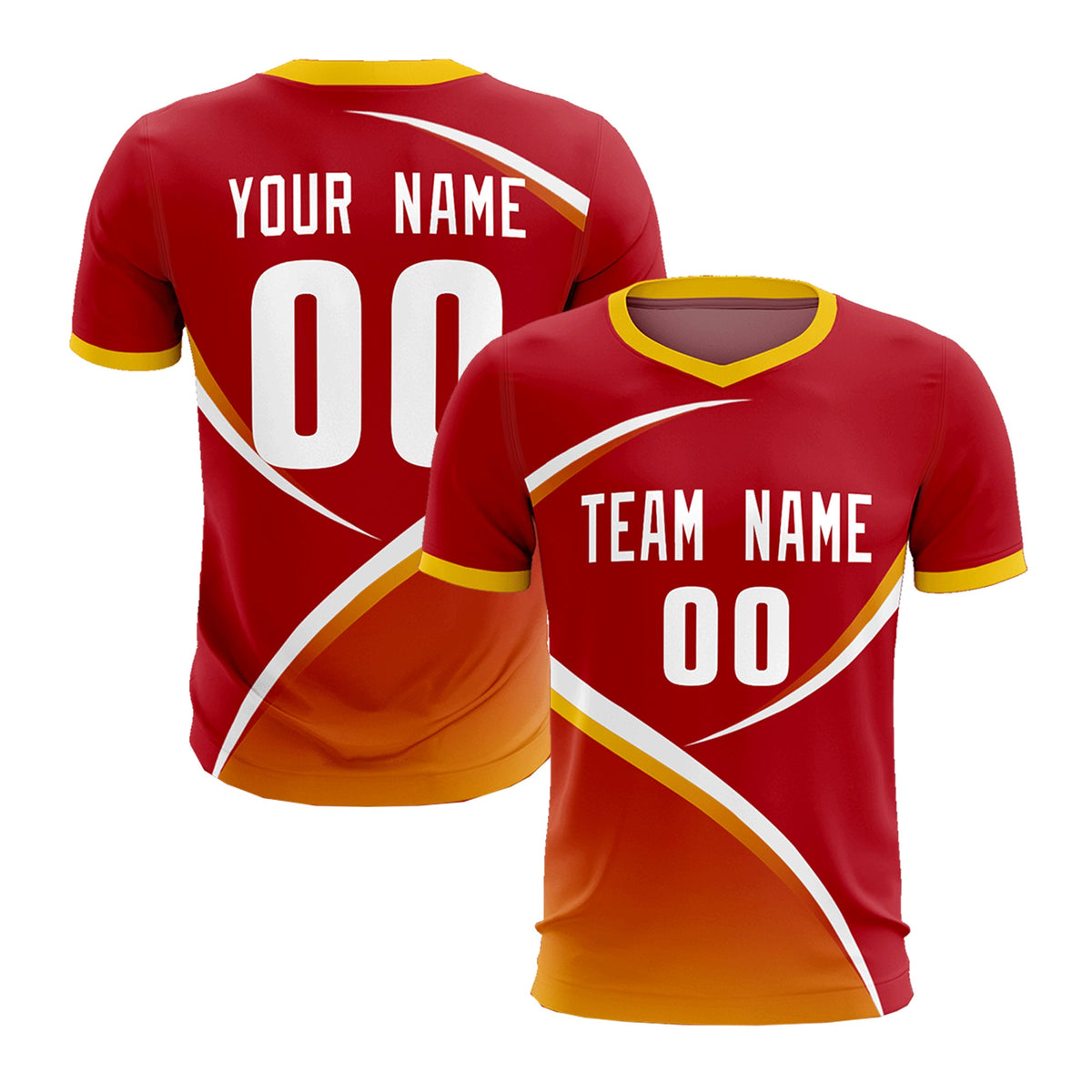 Custom Red Gold Color Block Training Uniform For Men Football Kits Jersey