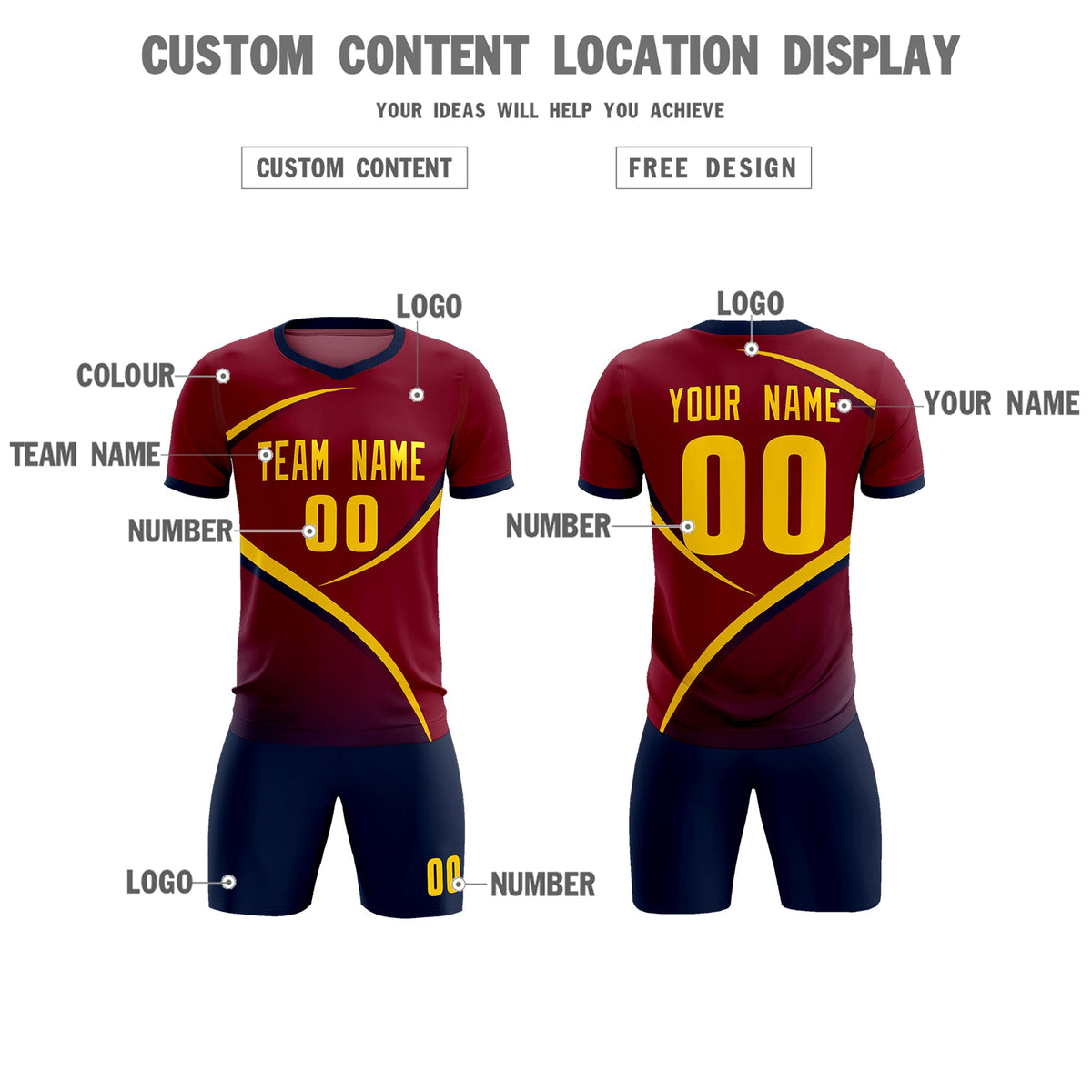Custom Crimson Navy Color Block Training Uniform For Men Football Kits Jersey
