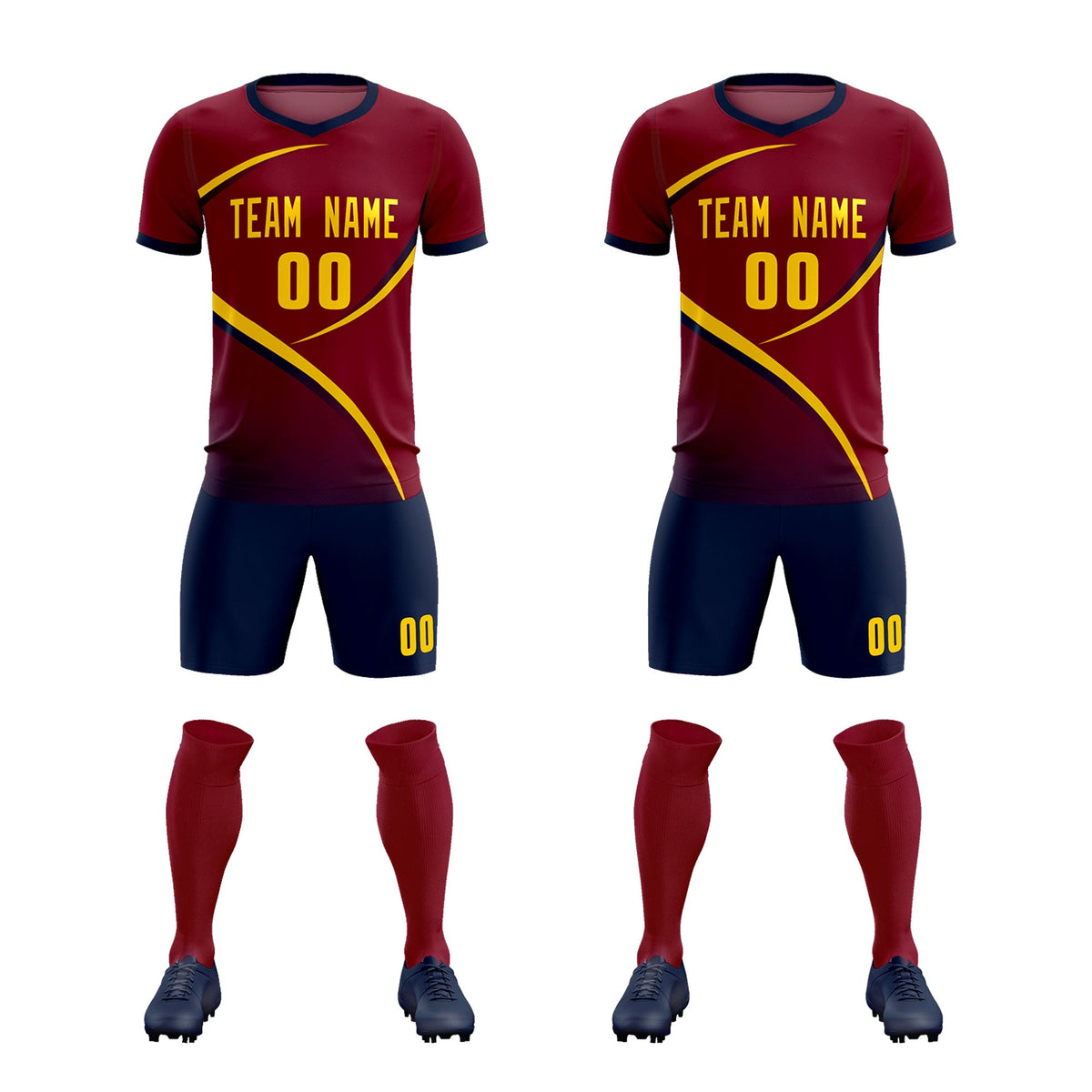 Custom Crimson Navy Color Block Training Uniform For Men Football Kits Jersey
