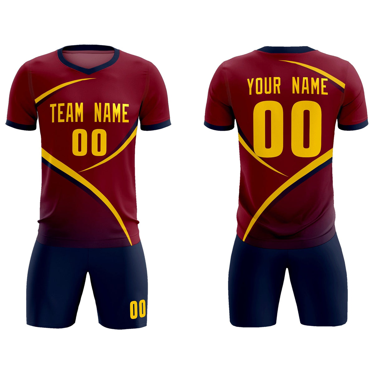 Custom Crimson Navy Color Block Training Uniform For Men Football Kits Jersey