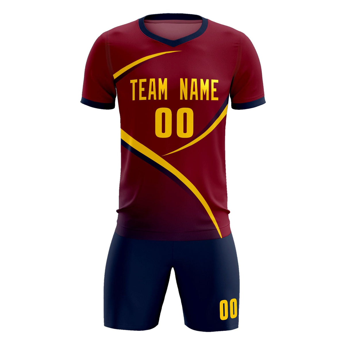 Custom Crimson Navy Color Block Training Uniform For Men Football Kits Jersey