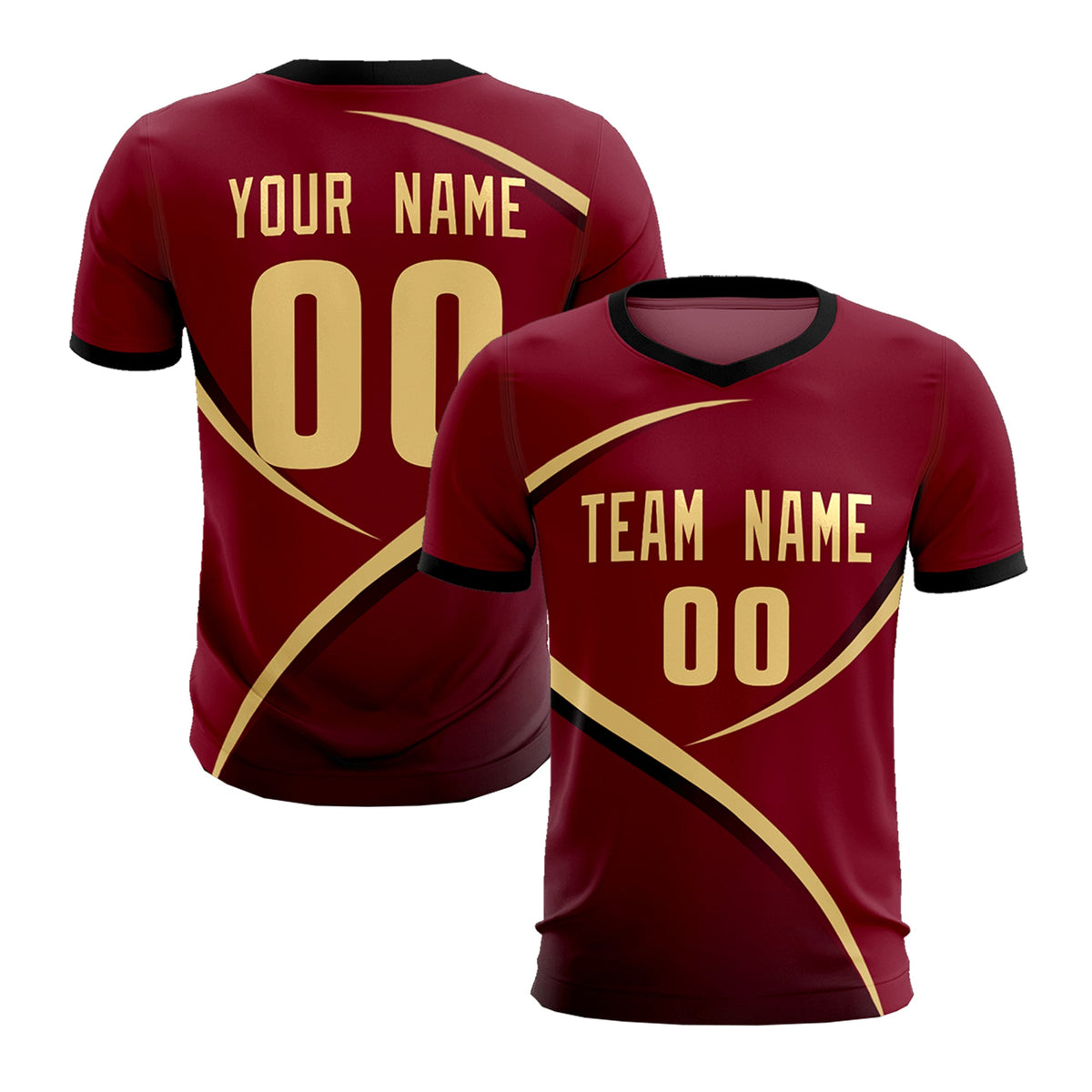 Custom Crimson Black Color Block Training Uniform For Men Football Kits Jersey