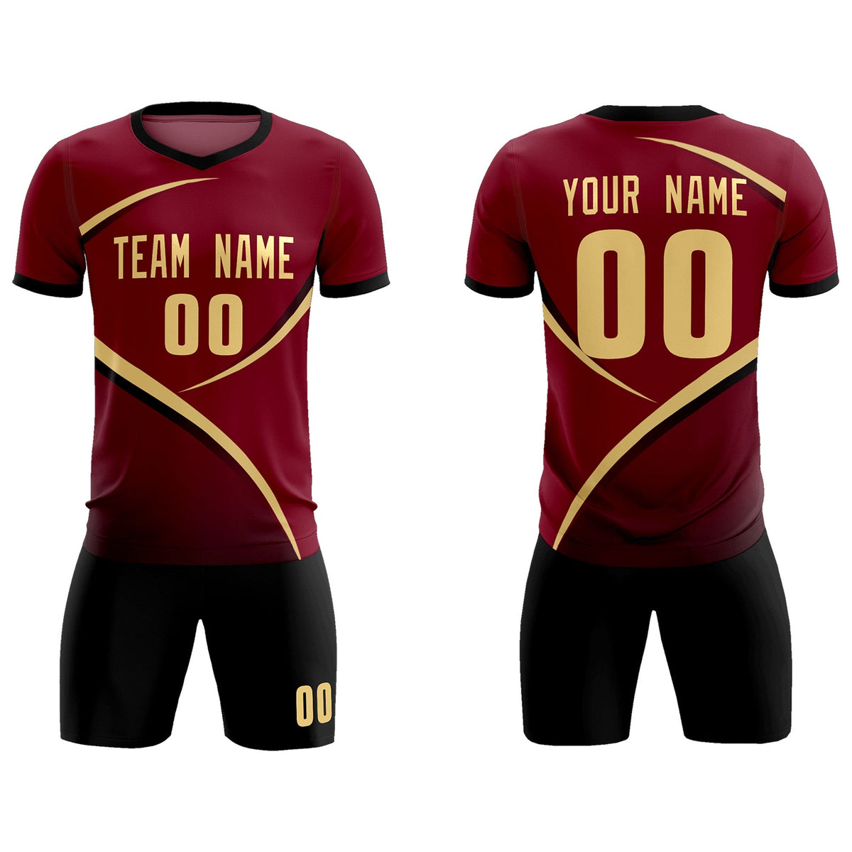 Custom Crimson Black Color Block Training Uniform For Men Football Kits Jersey