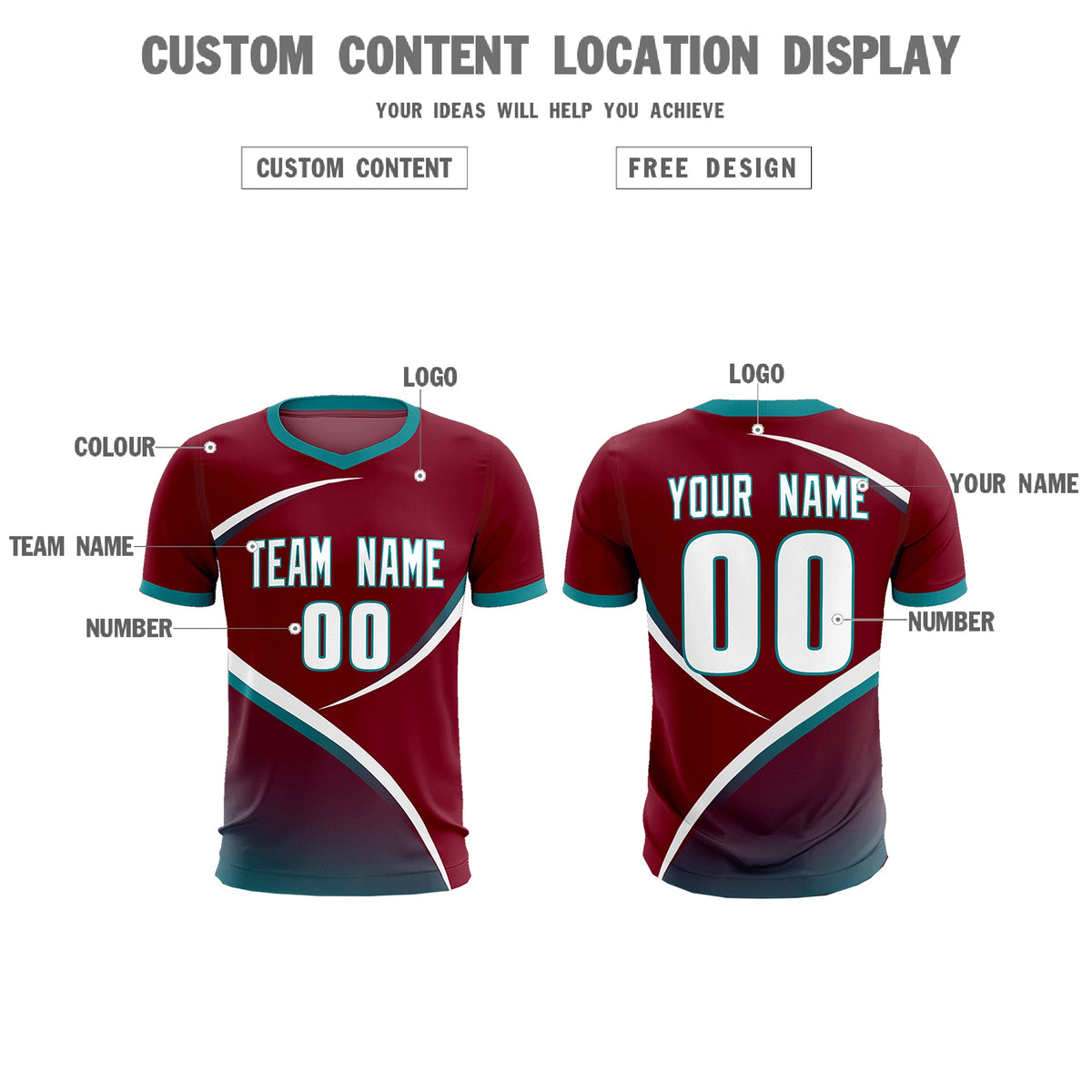 Custom Crimson Aqua Color Block Training Uniform For Men Football Kits Jersey