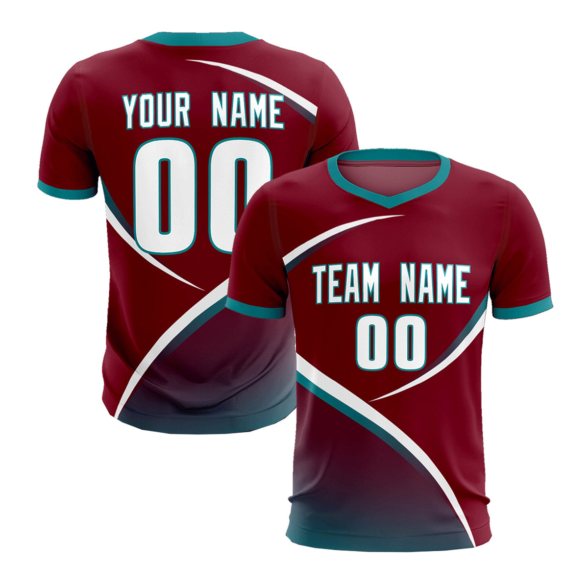 Custom Crimson Aqua Color Block Training Uniform For Men Football Kits Jersey