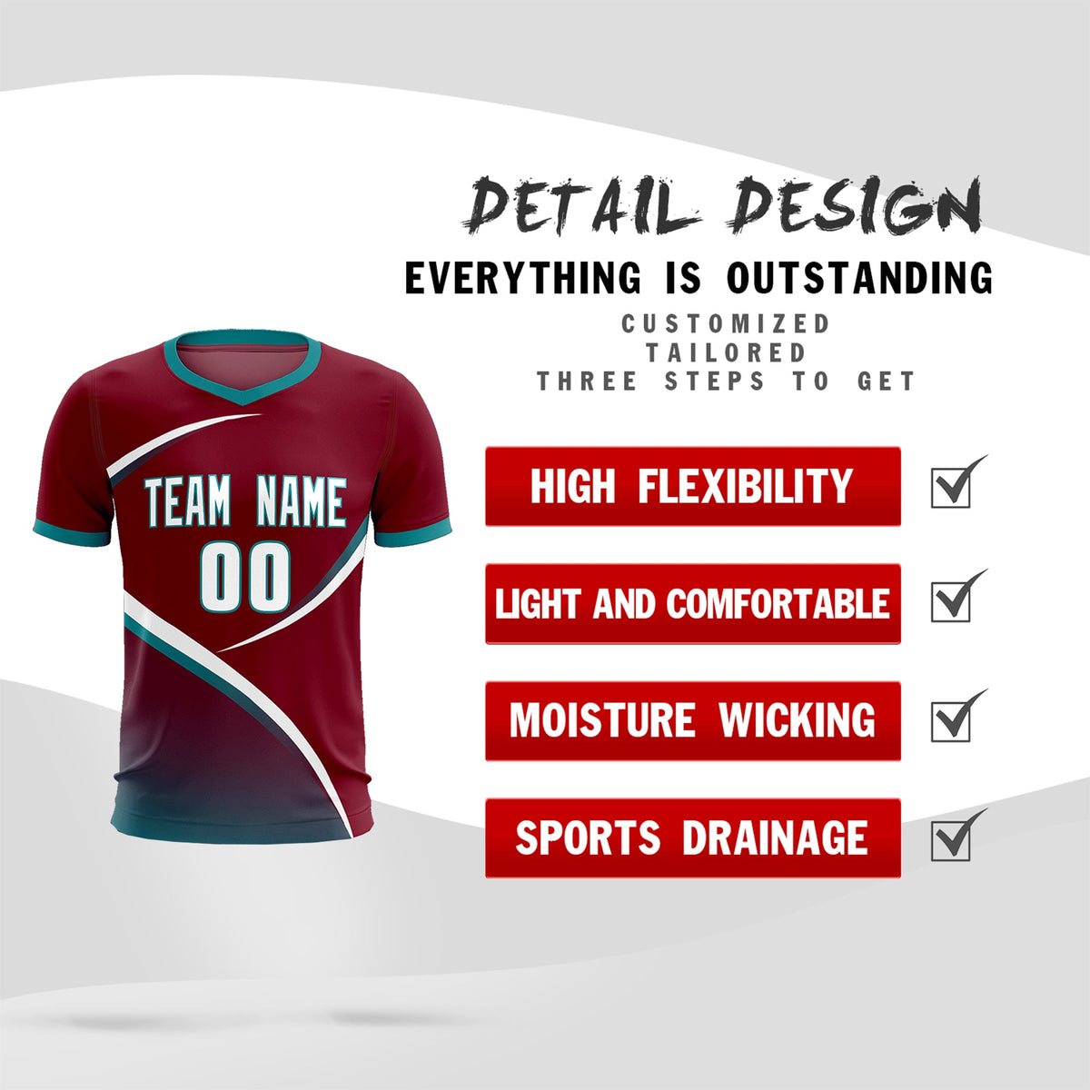 Custom Crimson Aqua Color Block Training Uniform For Men Football Kits Jersey