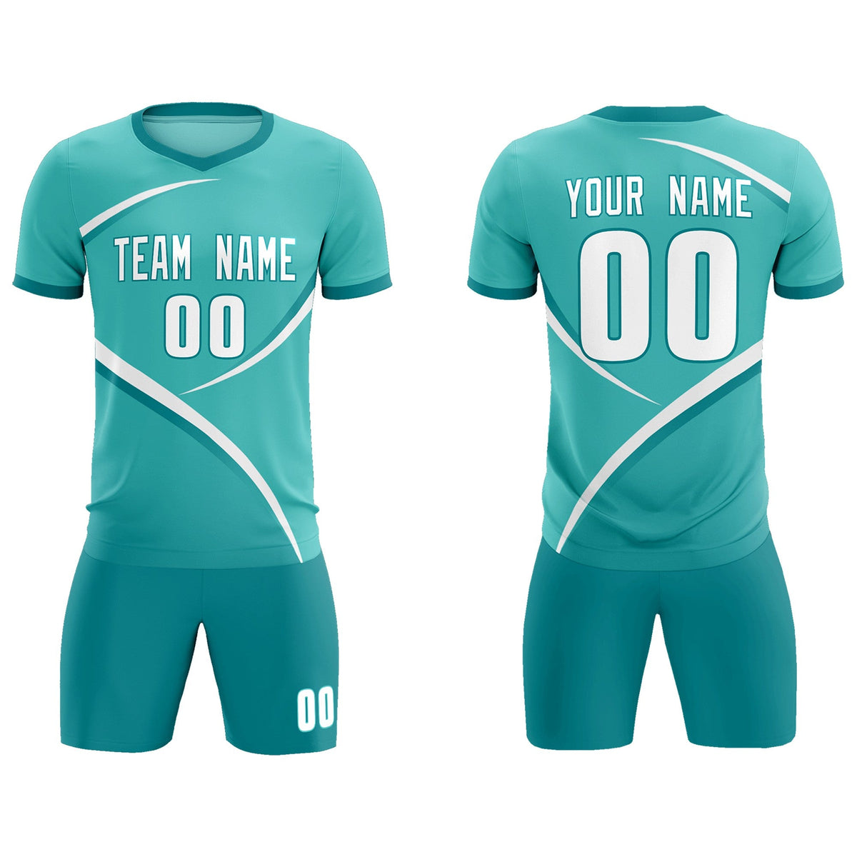 Custom Bright Green Aqua Color Block Training Uniform For Men Football Kits Jersey