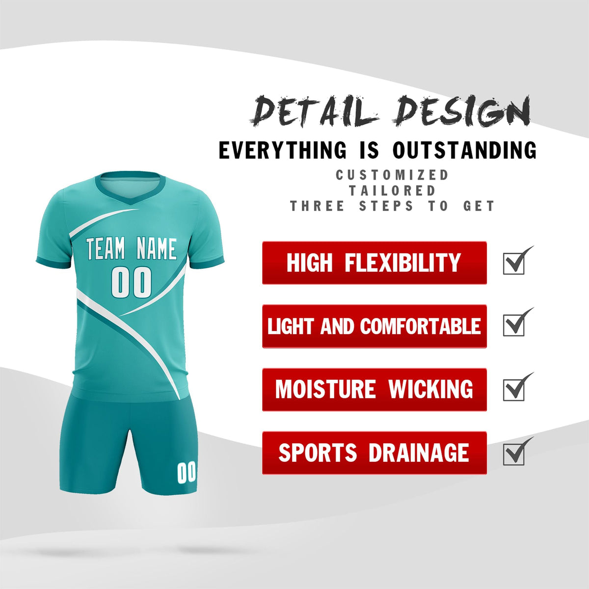 Custom Bright Green Aqua Color Block Training Uniform For Men Football Kits Jersey