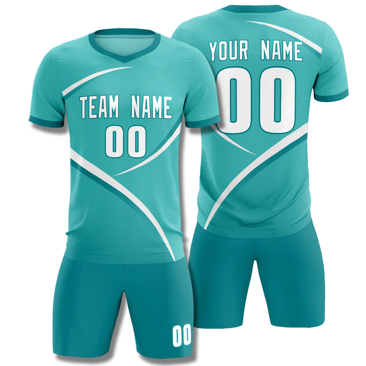 Custom Bright Green Aqua Color Block Training Uniform For Men Football Kits Jersey
