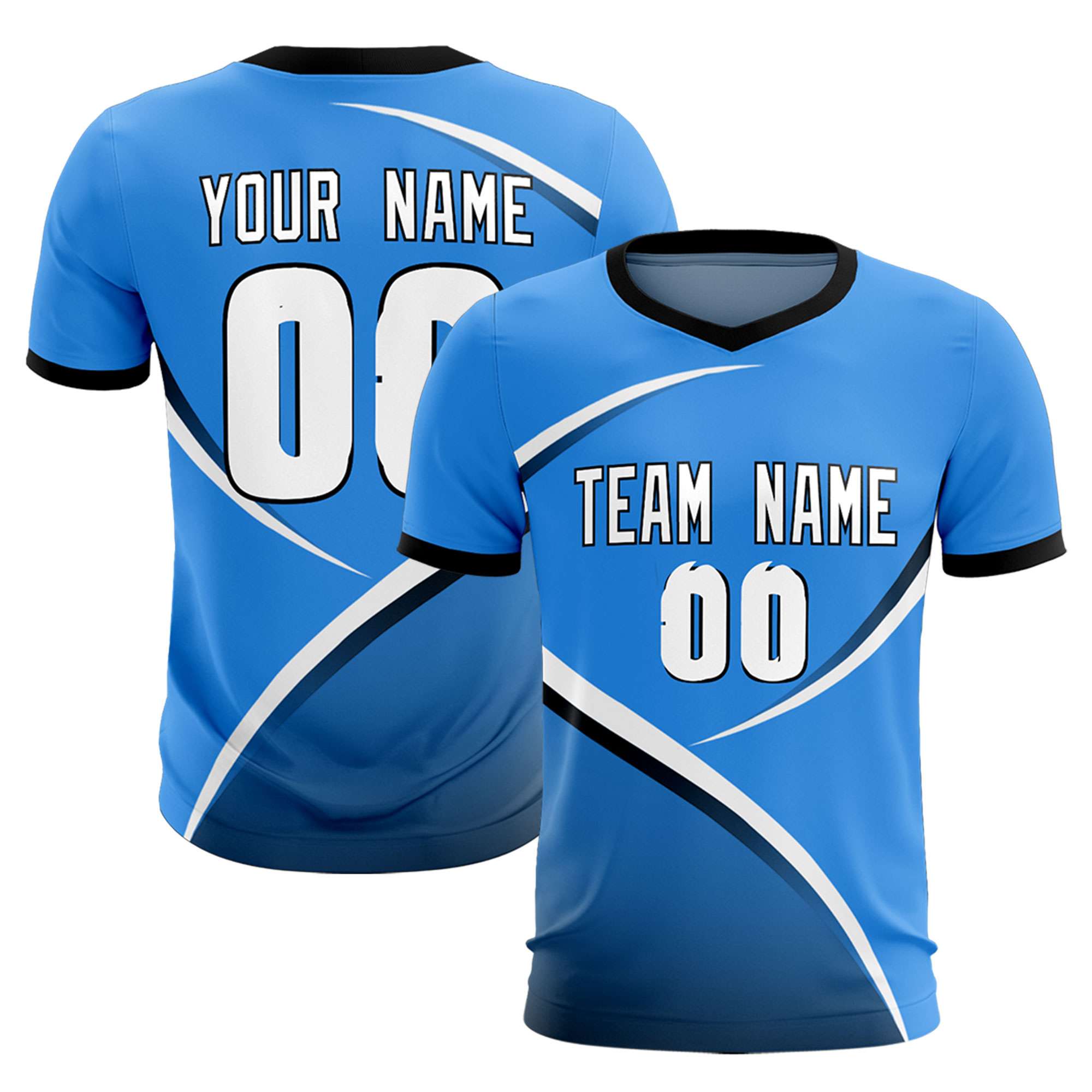 Custom Powder Blue Navy Color Block Training Uniform For Men Soccer Sets Jersey