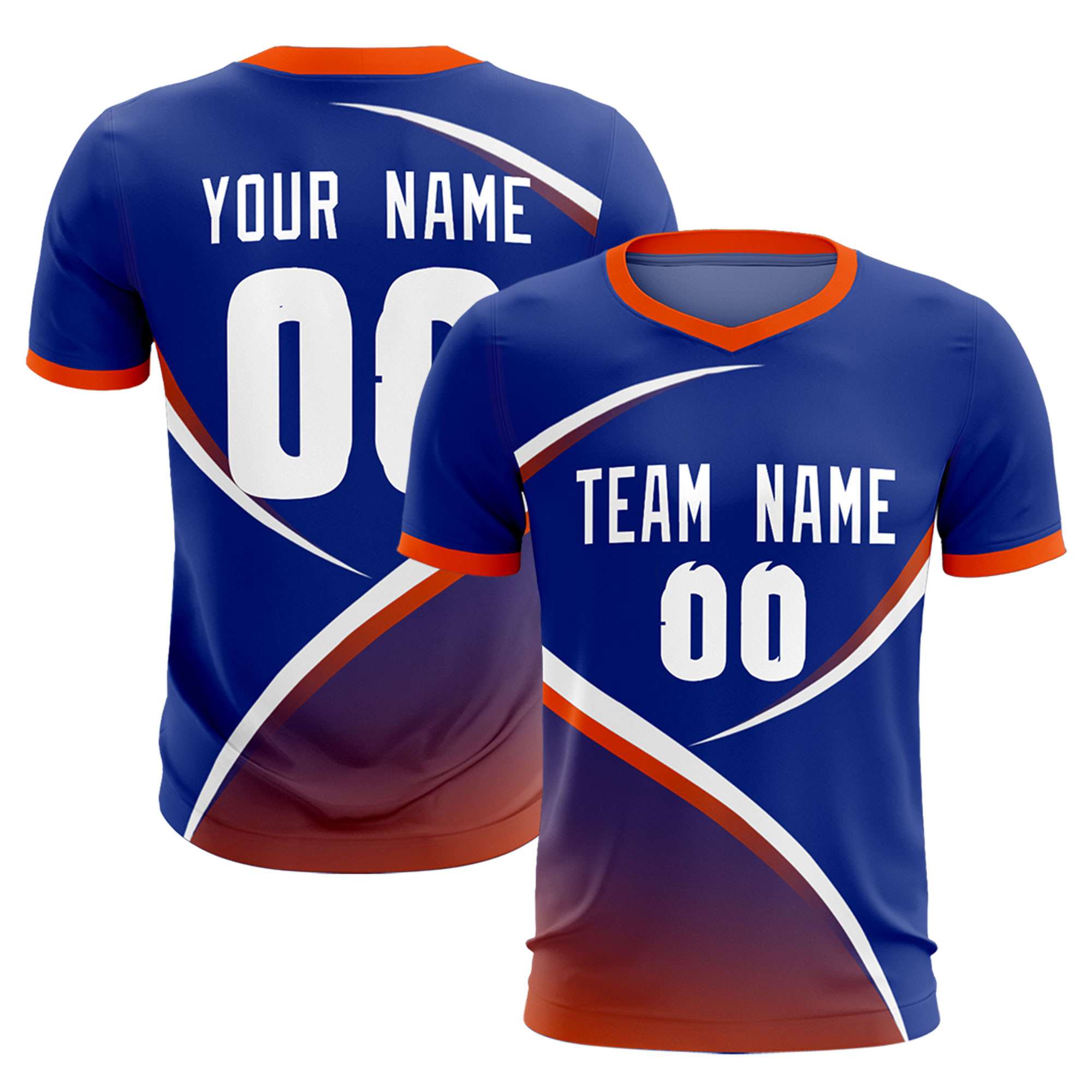 Custom Royal Orange Color Block Training Uniform For Men Soccer Sets Jersey