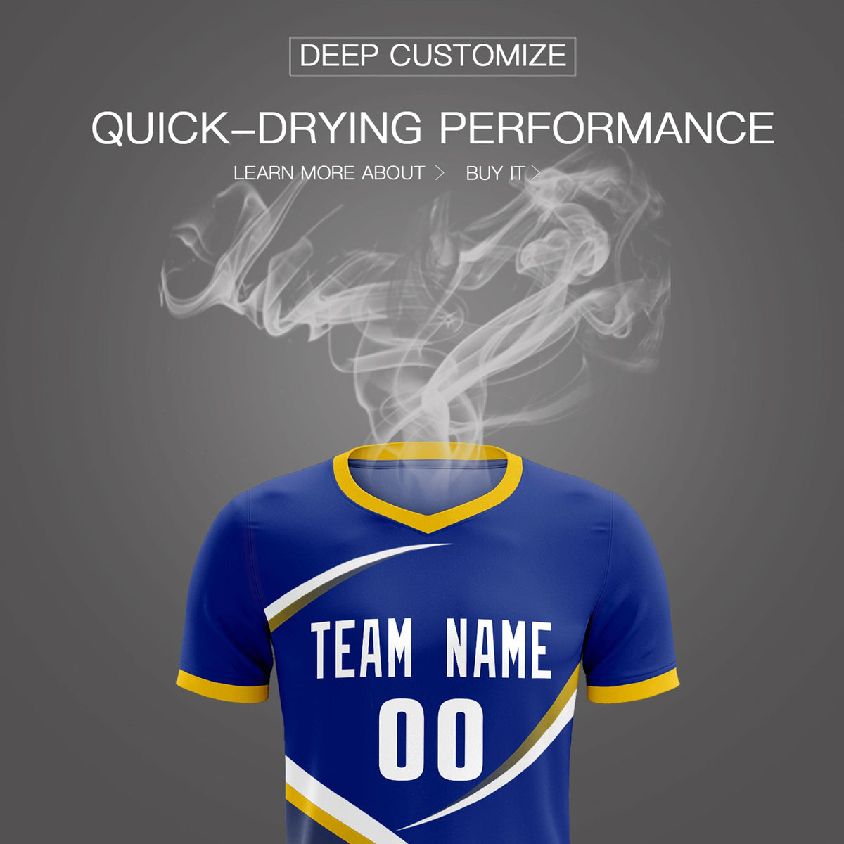 Custom Royal Gold Color Block Training Uniform For Men Soccer Sets Jersey