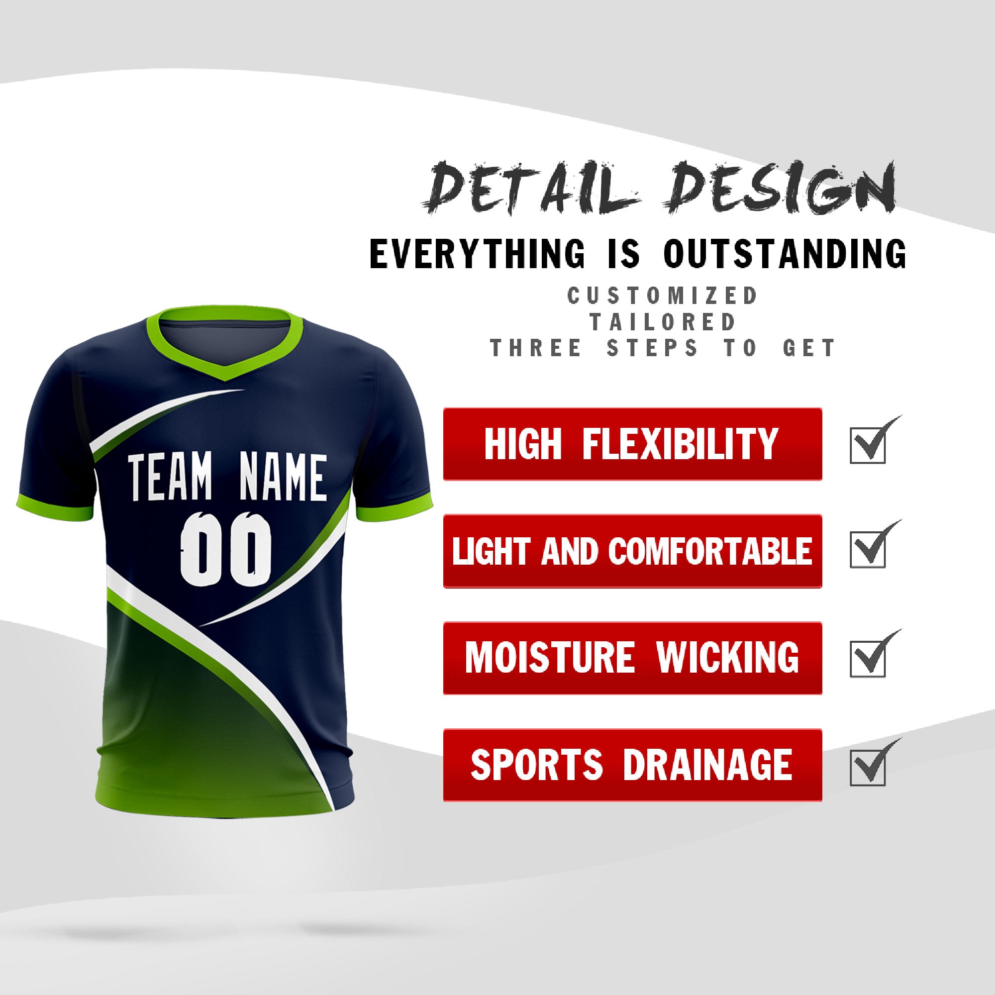 Custom Navy Neon Green Color Block Training Uniform For Men Soccer Sets Jersey