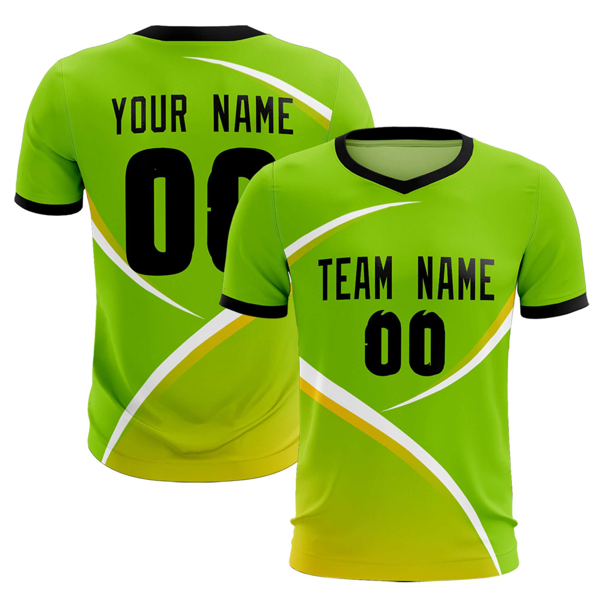 Custom Neon Green Black Color Block Training Uniform For Men Soccer Sets Jersey