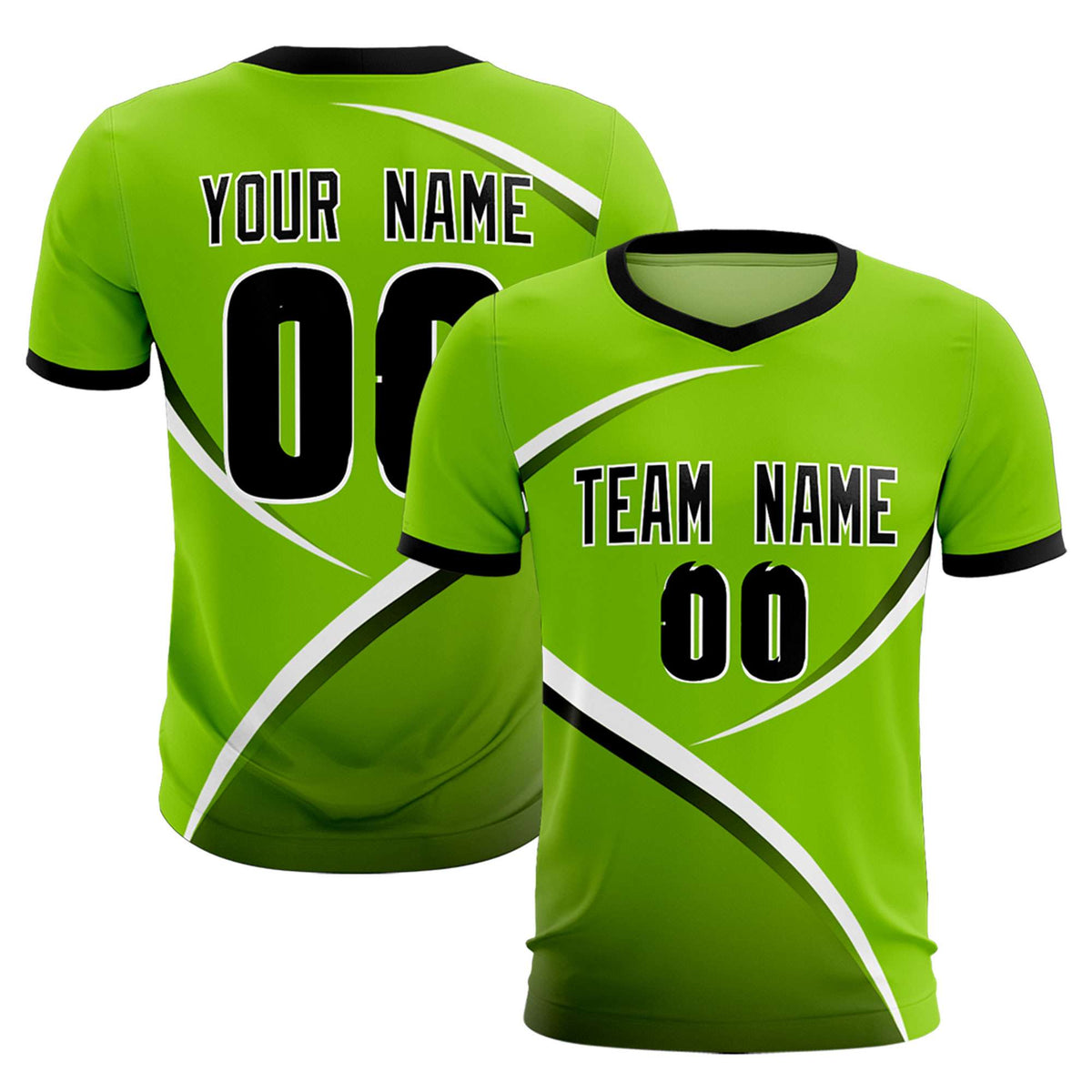 Custom Neon Green Black Color Block Training Uniform For Men Soccer Sets Jersey