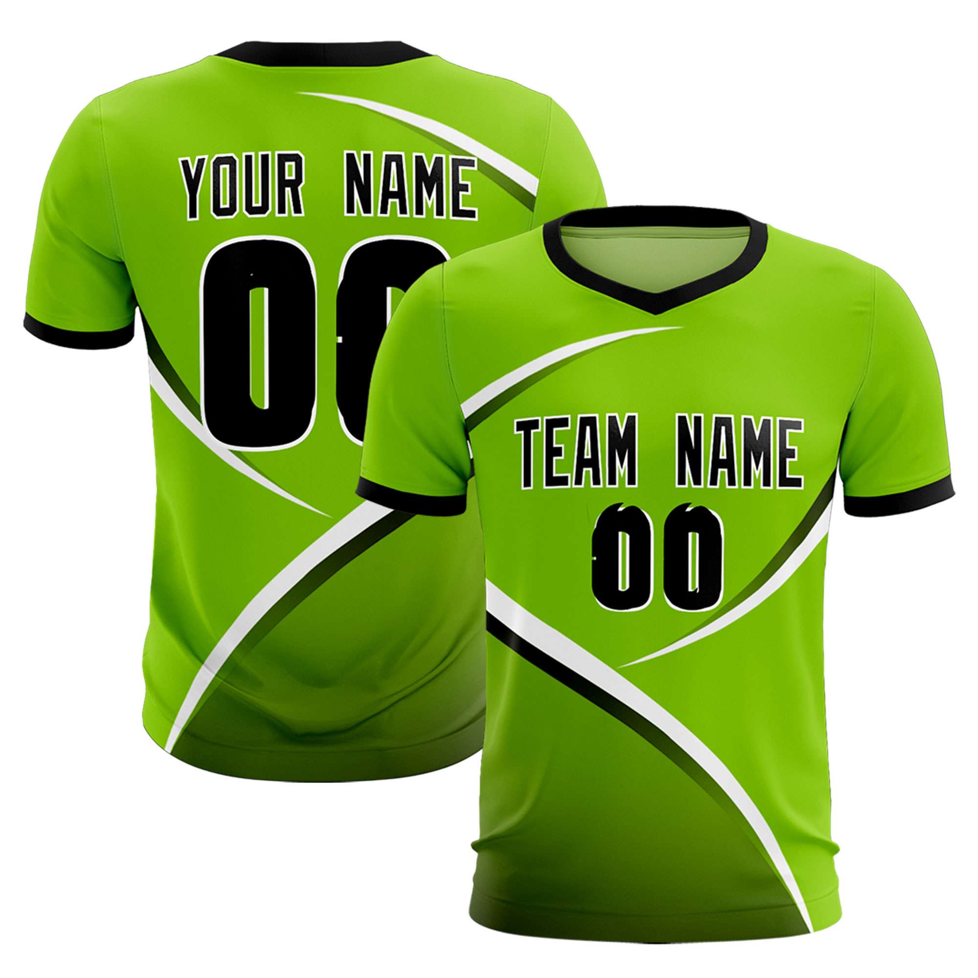 Custom Neon Green Black Color Block Training Uniform For Men Soccer Sets Jersey