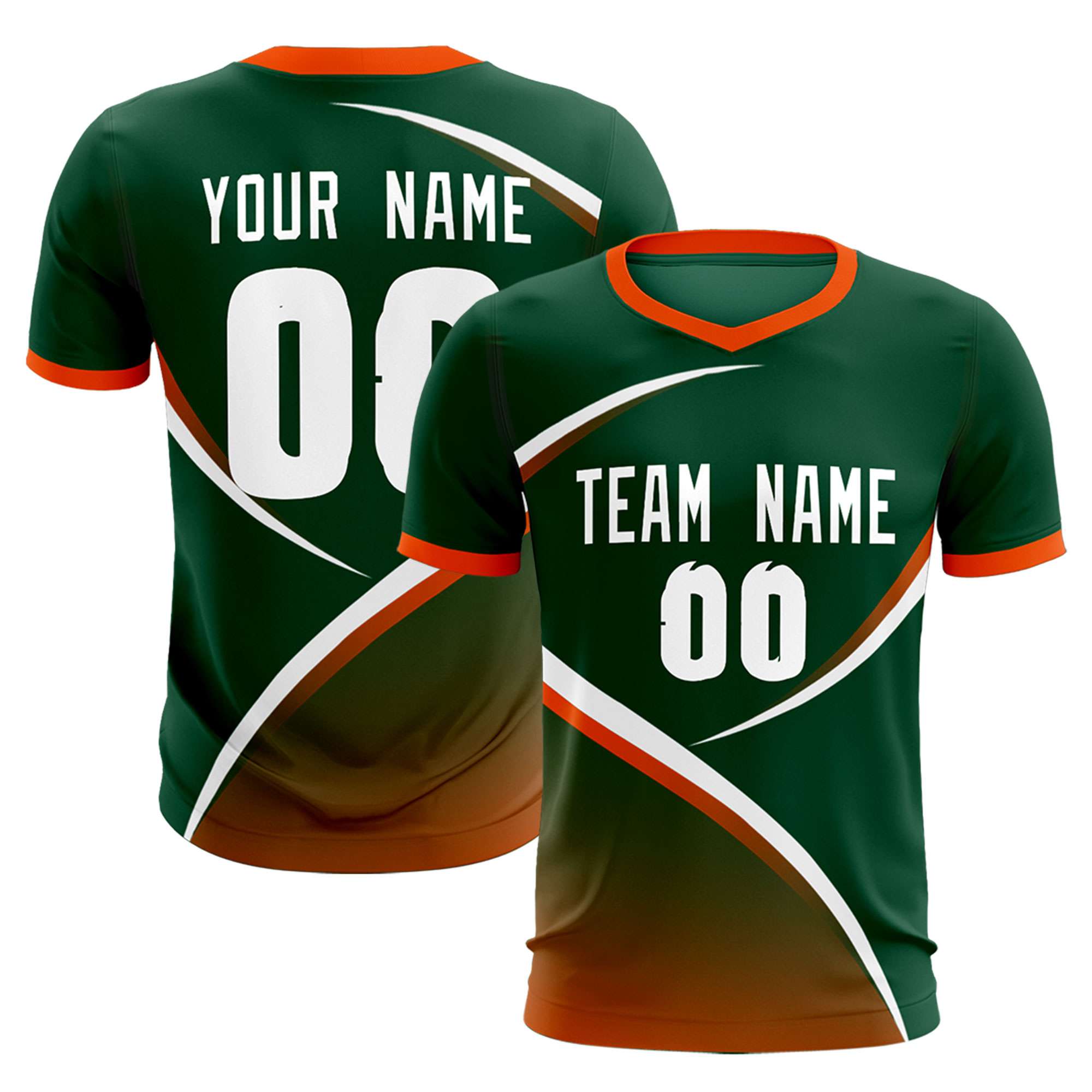 Custom Green Orange Color Block Training Uniform For Men Soccer Sets Jersey