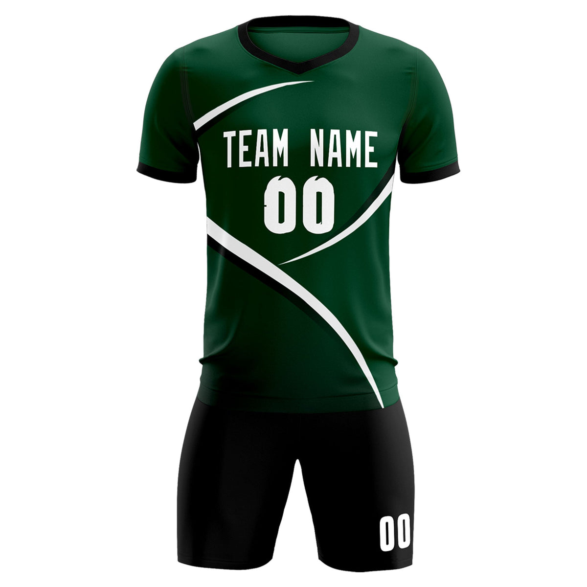 Custom Green Black Color Block Training Uniform For Men Soccer Sets Jersey
