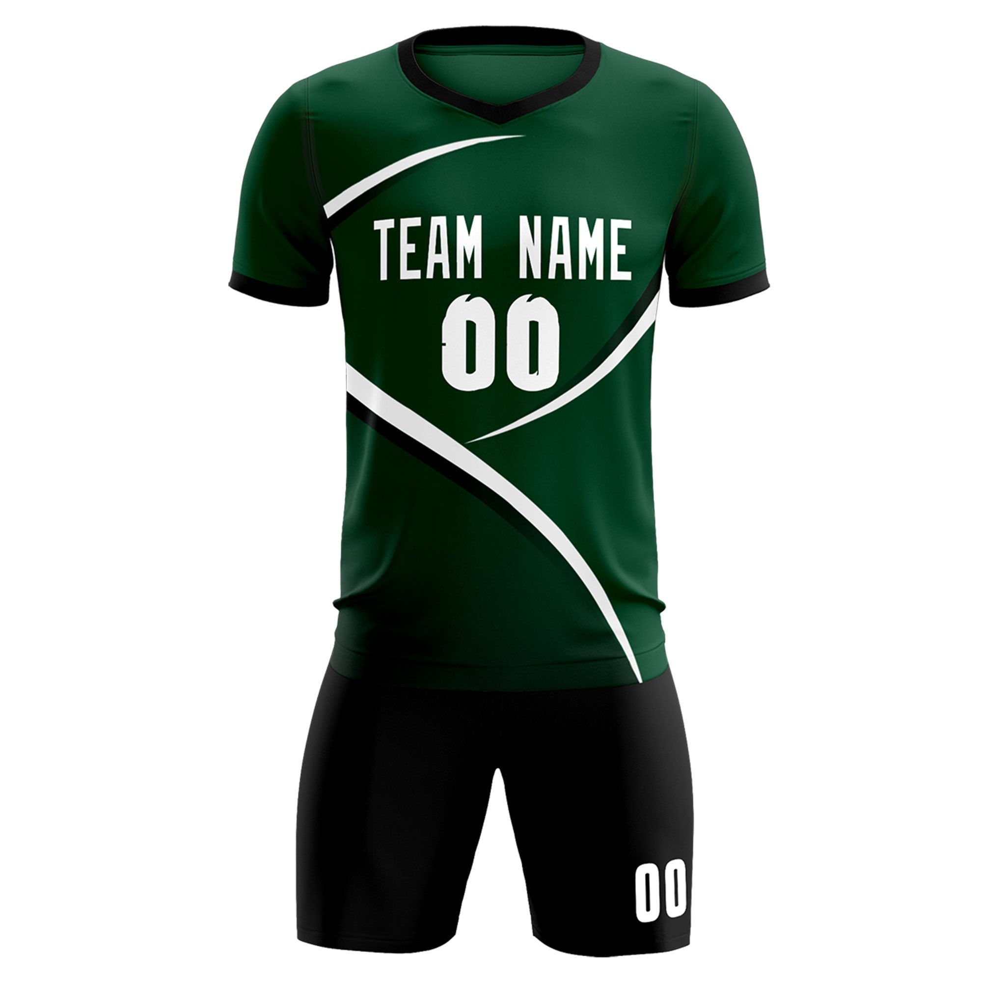 Custom Green Black Color Block Training Uniform For Men Soccer Sets Jersey