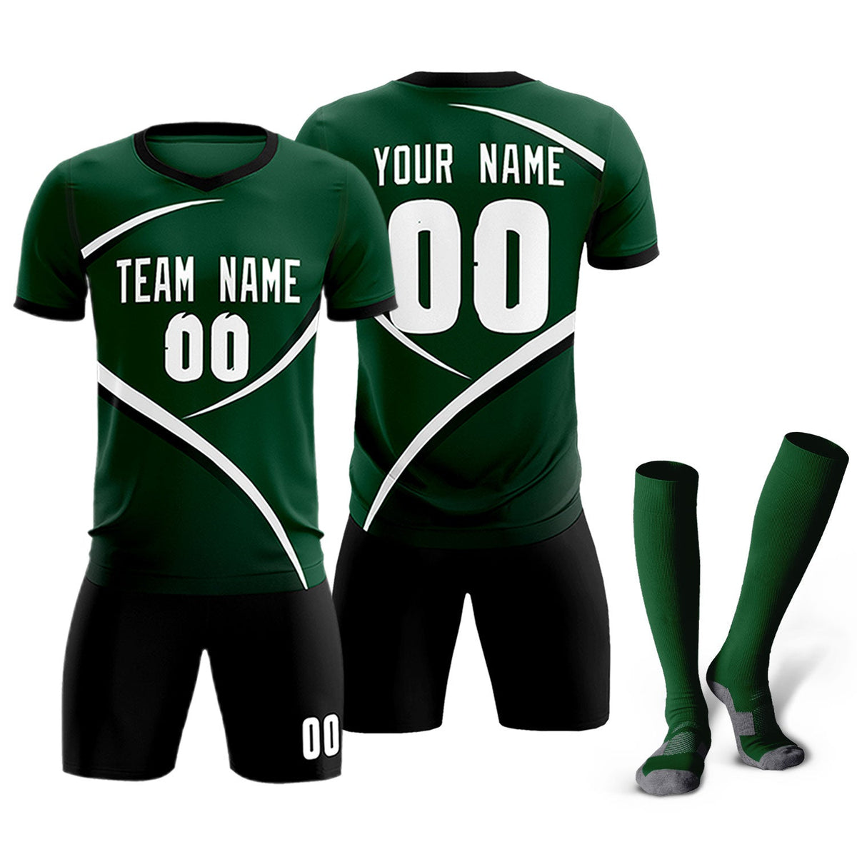 Custom Green Black Color Block Training Uniform For Men Soccer Sets Jersey