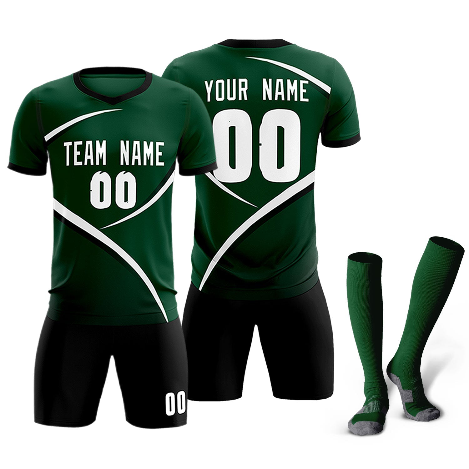 Custom Green Black Color Block Training Uniform For Men Soccer Sets Jersey
