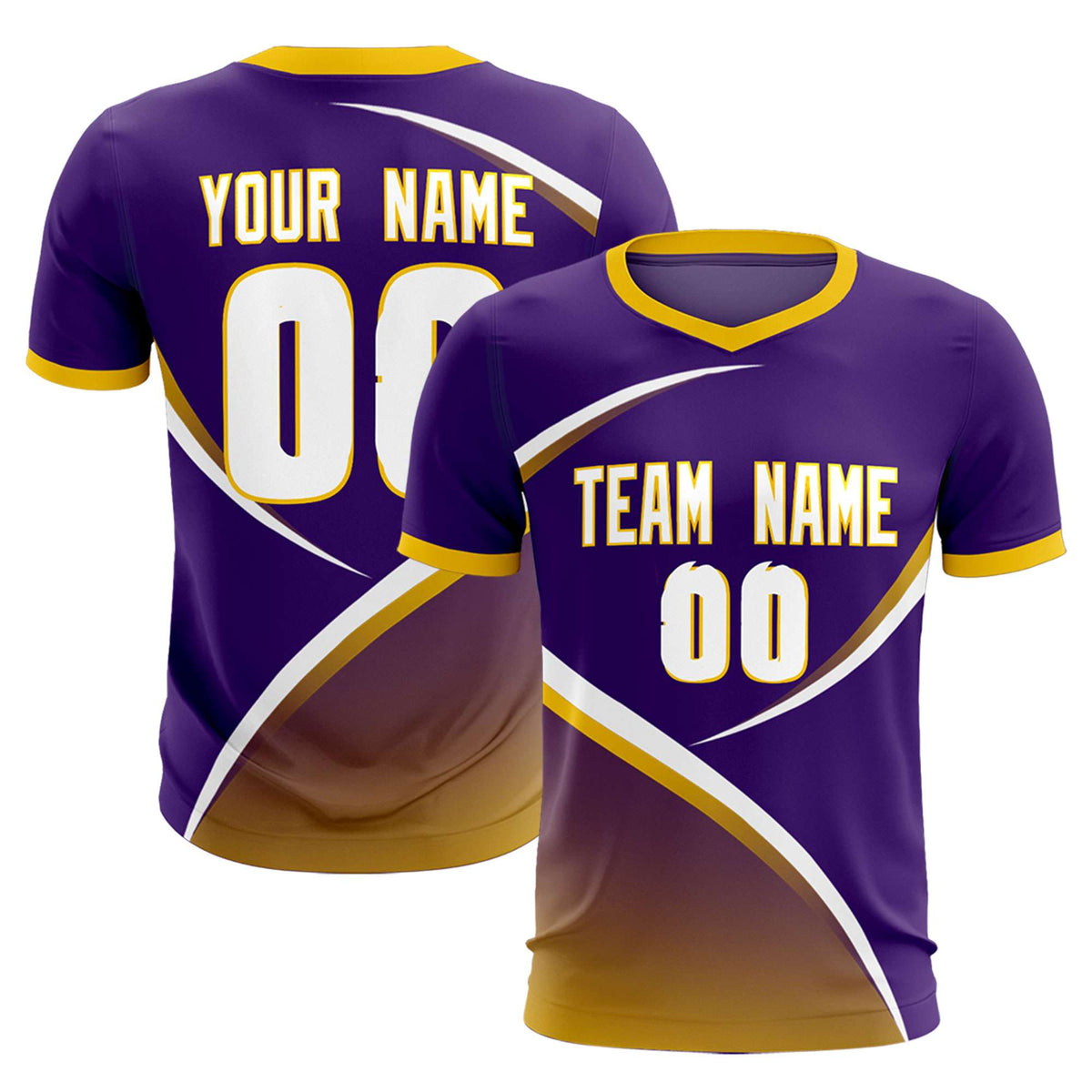 Custom Purple Gold Color Block Training Uniform For Men Soccer Sets Jersey