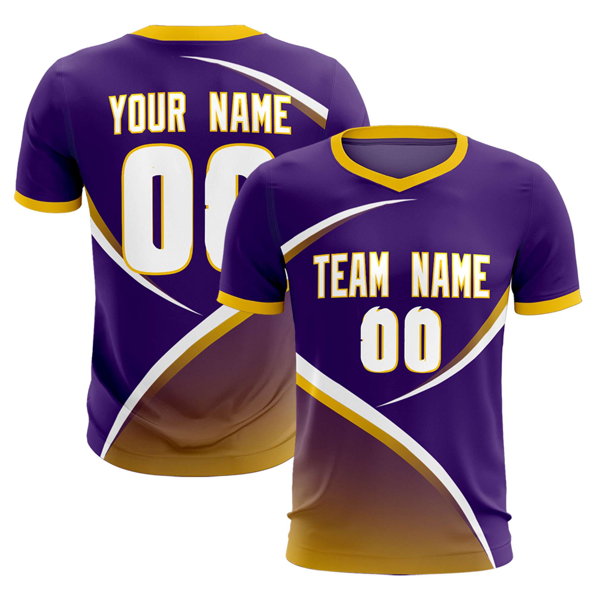 Custom Purple Gold Color Block Training Uniform For Men Soccer Sets Jersey