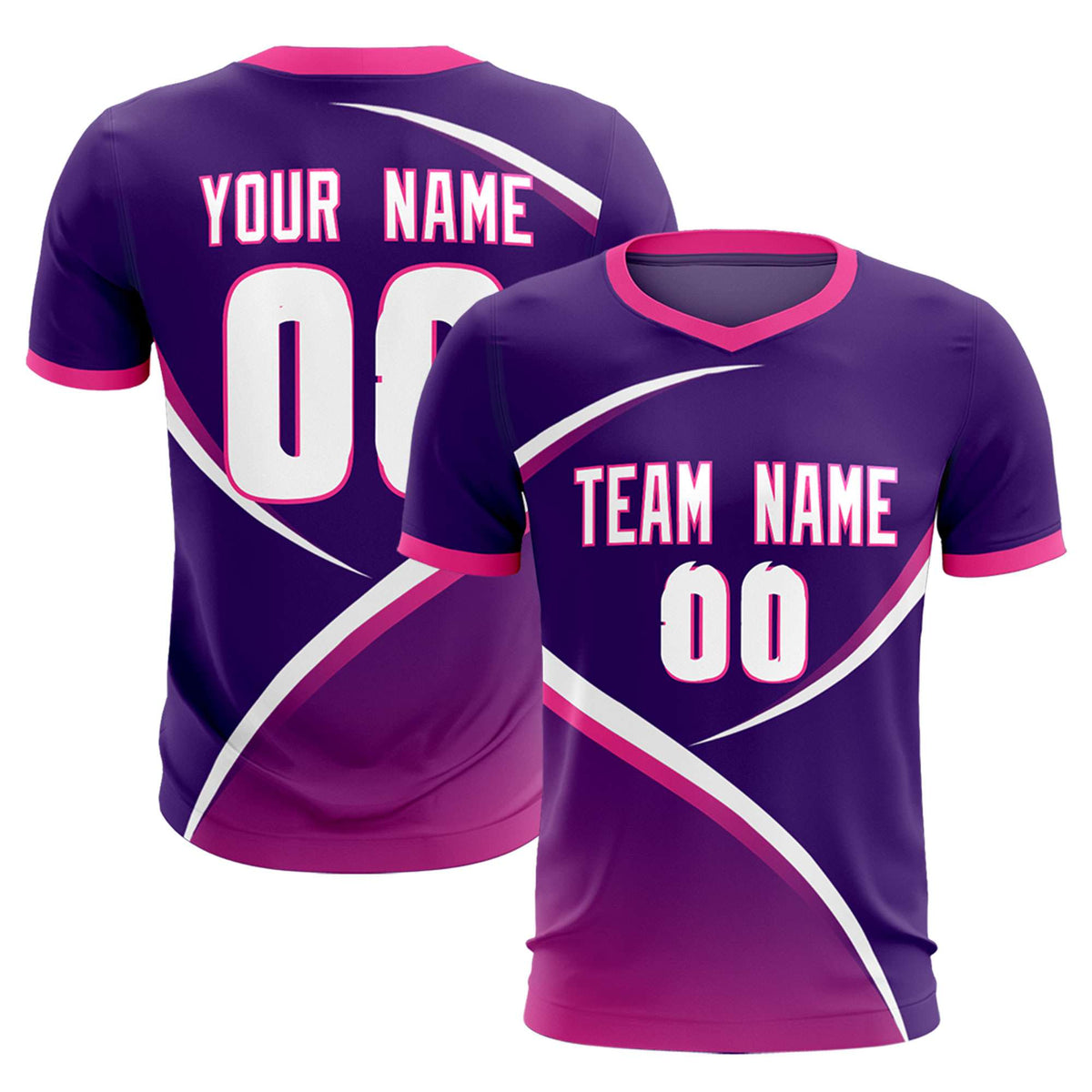 Custom Purple Pink Color Block Training Uniform For Men Soccer Sets Jersey