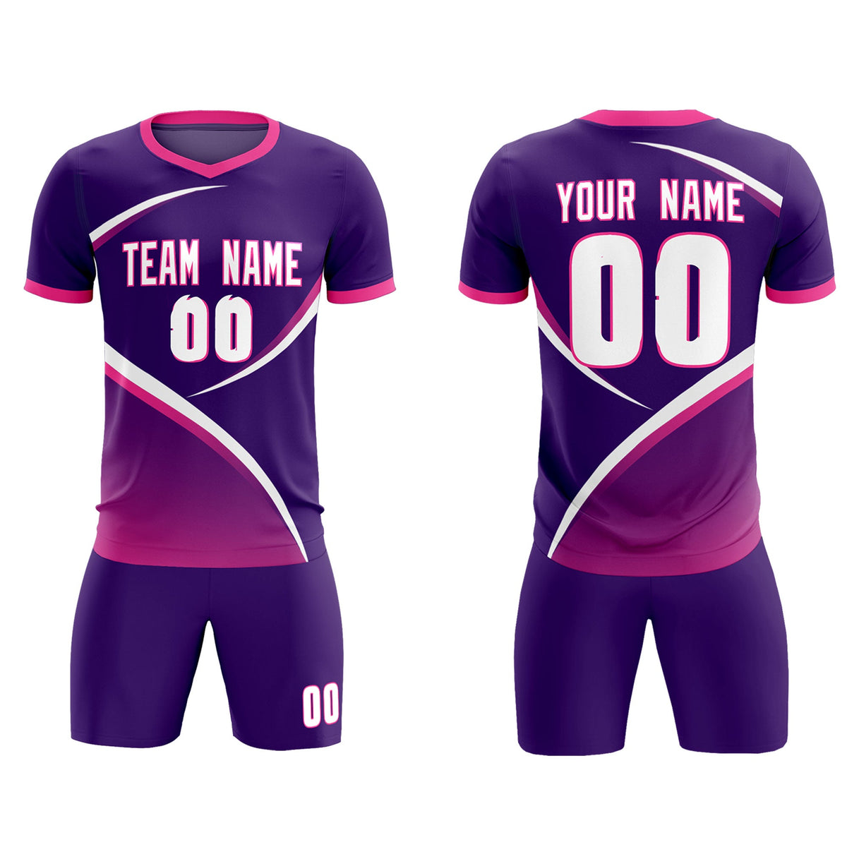 Custom Purple Pink Color Block Training Uniform For Men Soccer Sets Jersey