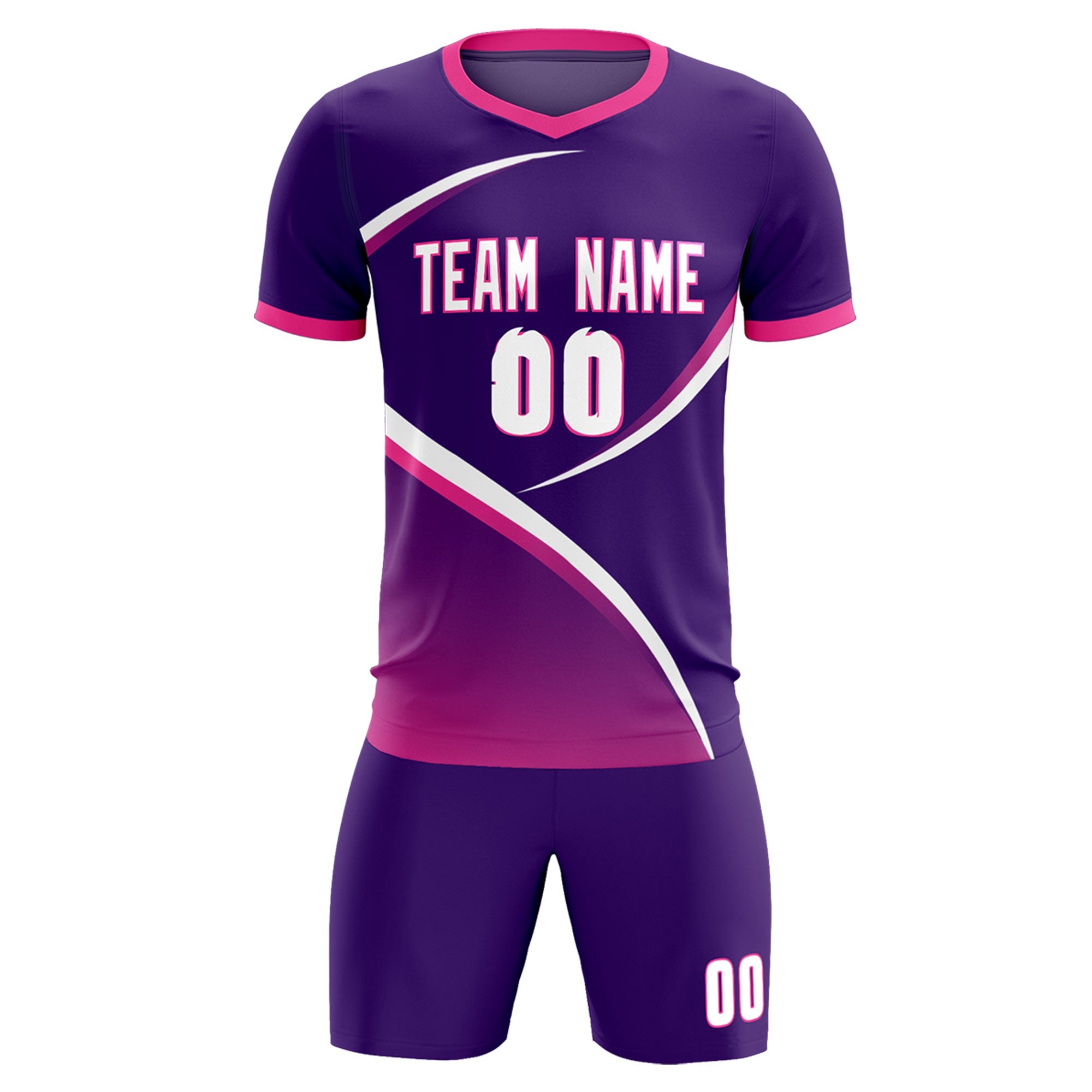 Custom Purple Pink Color Block Training Uniform For Men Soccer Sets Jersey