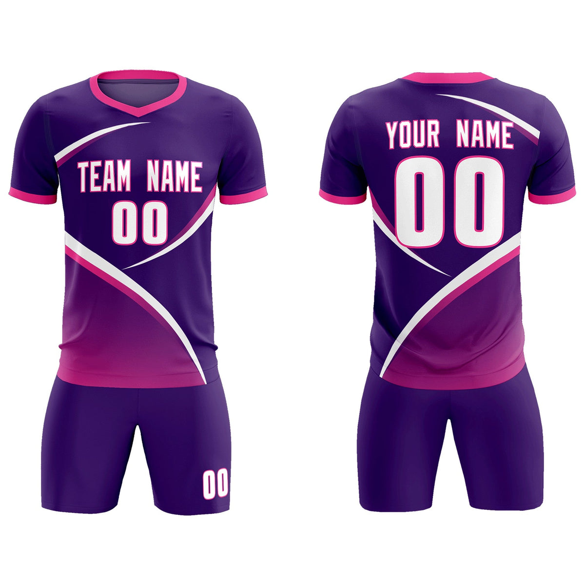 Custom Purple Pink Color Block Training Uniform For Men Soccer Sets Jersey