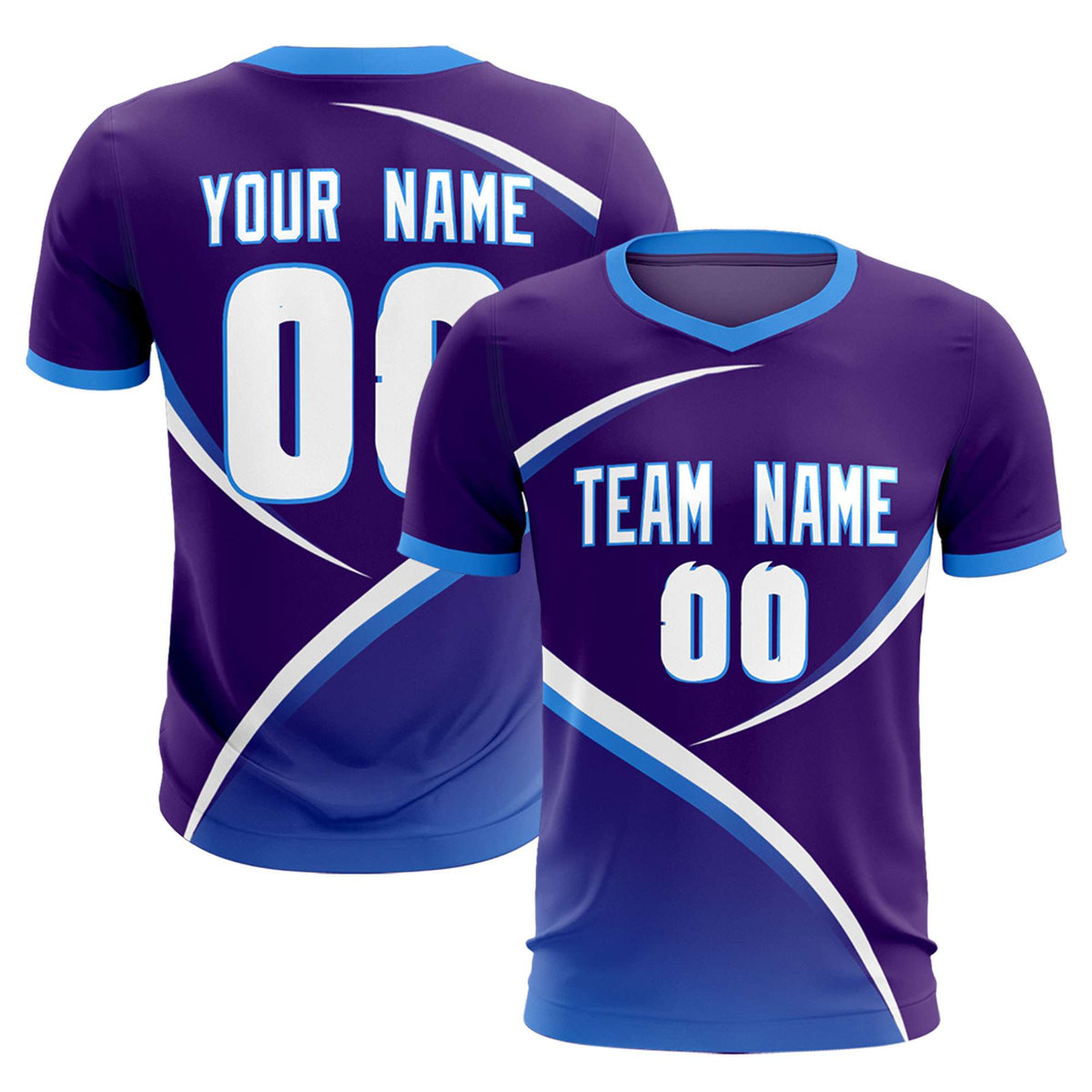 Custom Purple Powder Blue Color Block Training Uniform For Men Soccer Sets Jersey