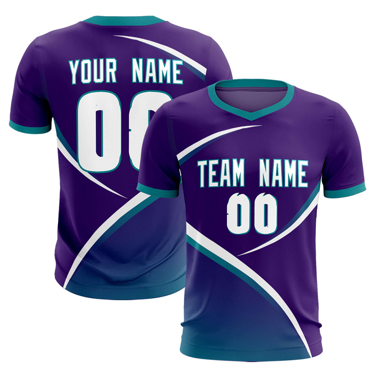 Custom Purple Aqua Color Block Training Uniform For Men Soccer Sets Jersey