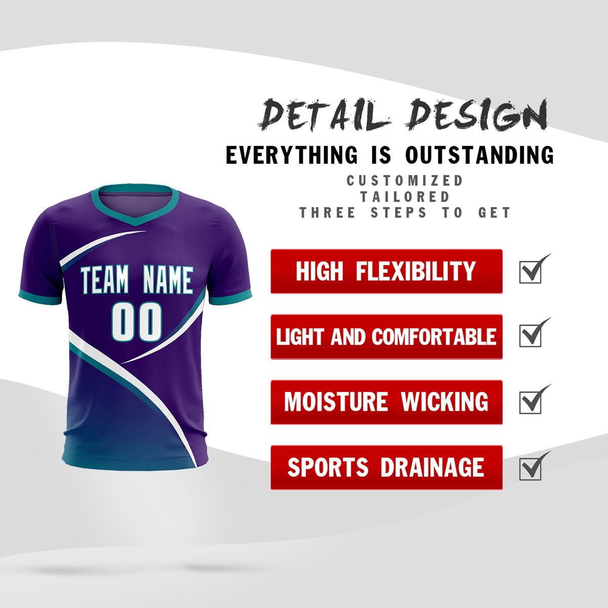 Custom Purple Aqua Color Block Training Uniform For Men Soccer Sets Jersey
