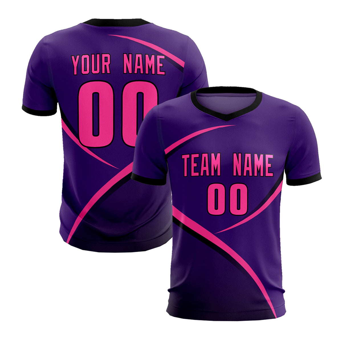 Custom Purple Black Color Block Training Uniform For Men Soccer Sets Jersey