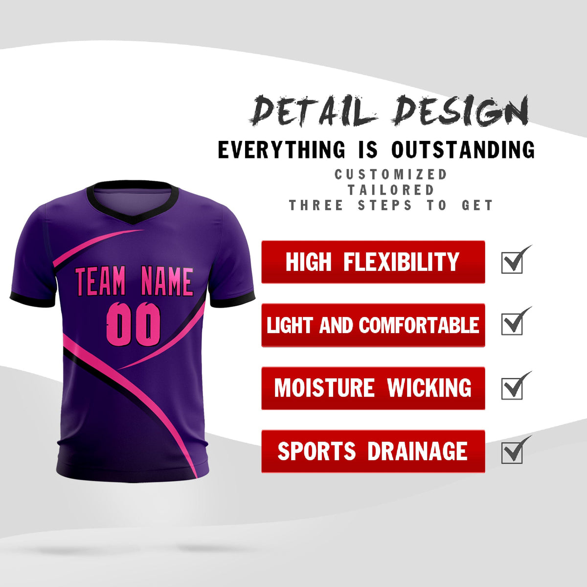 Custom Purple Black Color Block Training Uniform For Men Soccer Sets Jersey