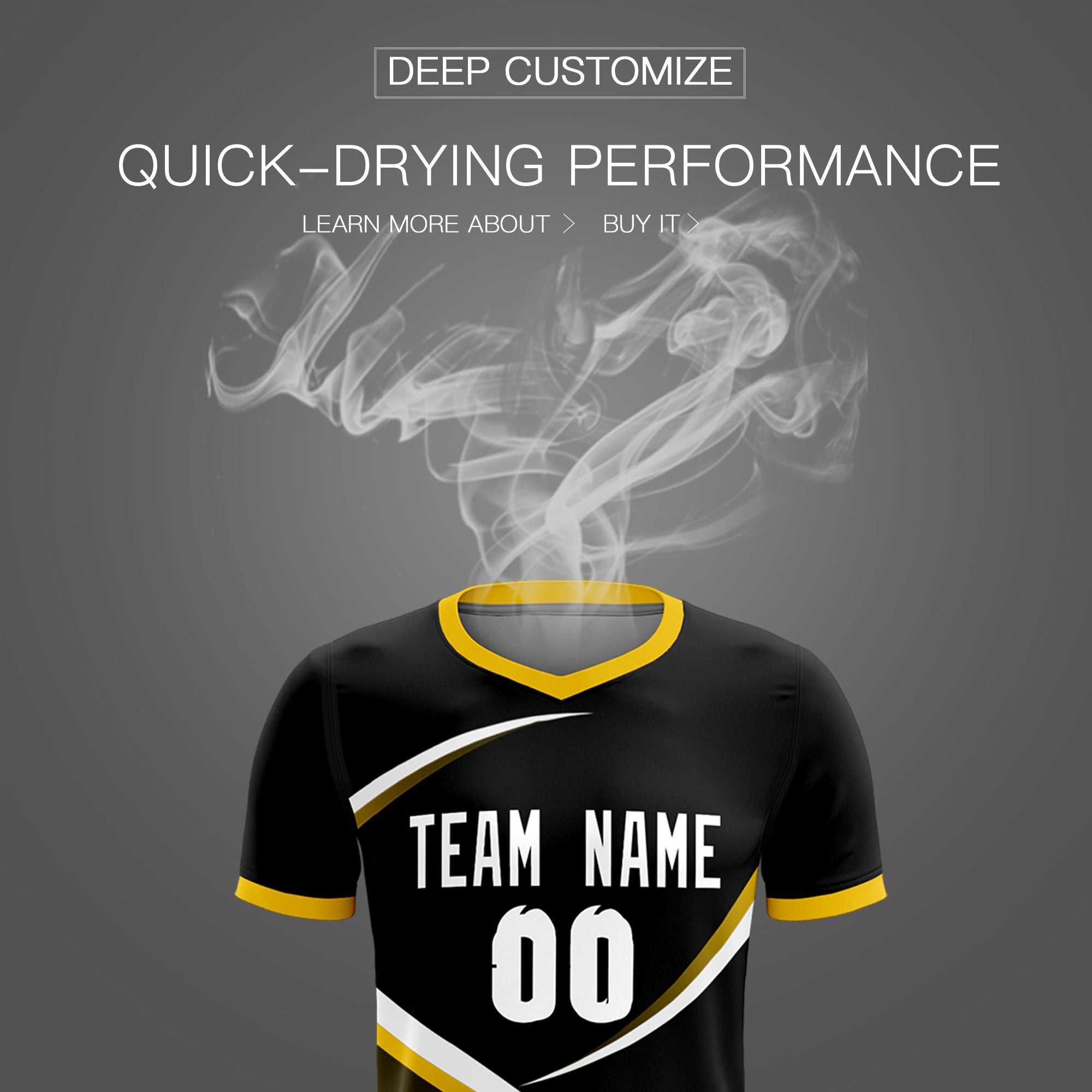 Custom Black Gold Color Block Training Uniform For Men Soccer Sets Jersey