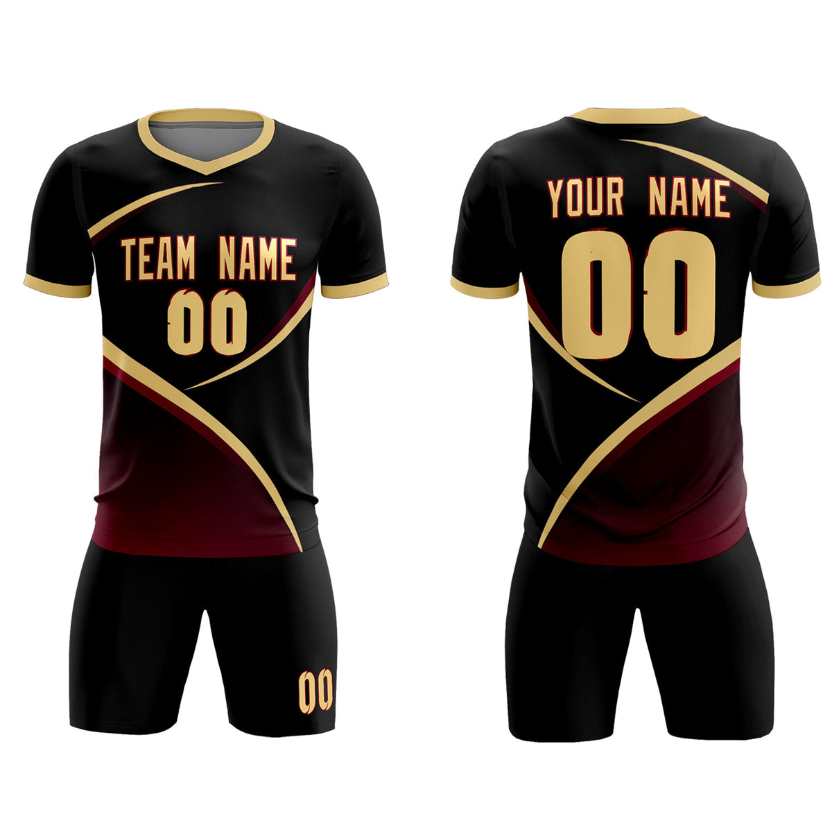 Custom Black Khaki Color Block Training Uniform For Men Soccer Sets Jersey