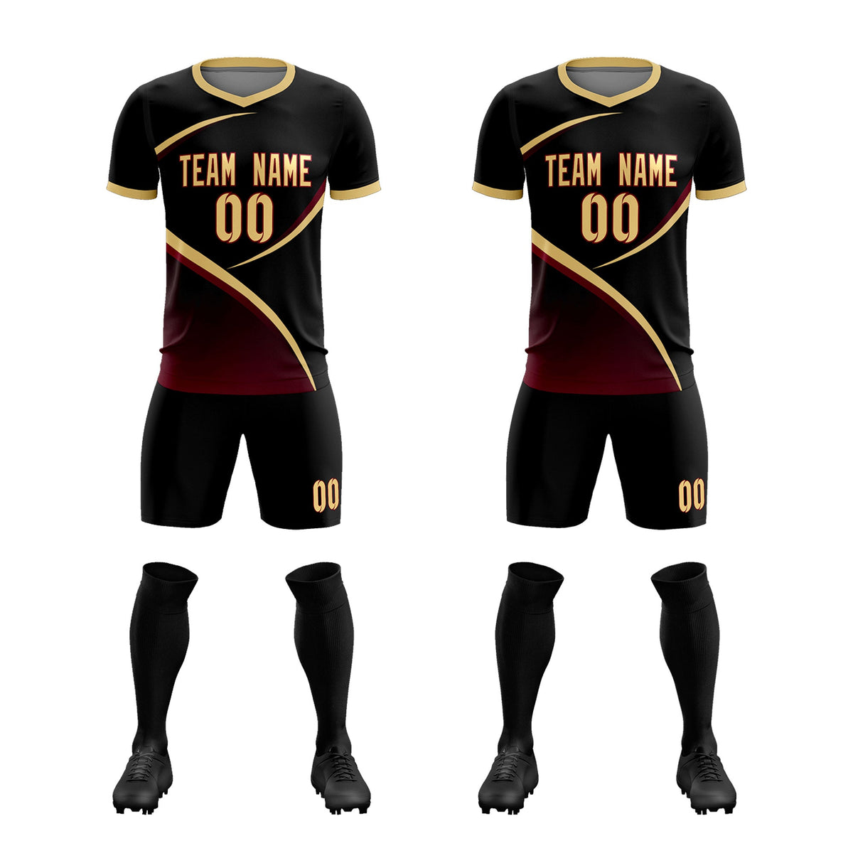 Custom Black Khaki Color Block Training Uniform For Men Soccer Sets Jersey
