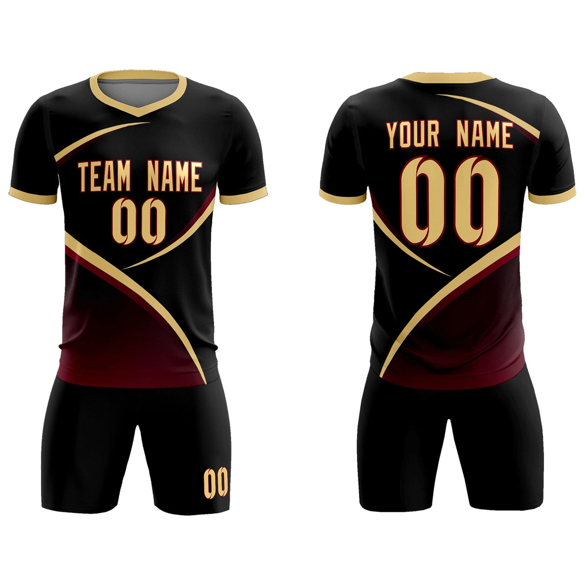 Custom Black Khaki Color Block Training Uniform For Men Soccer Sets Jersey