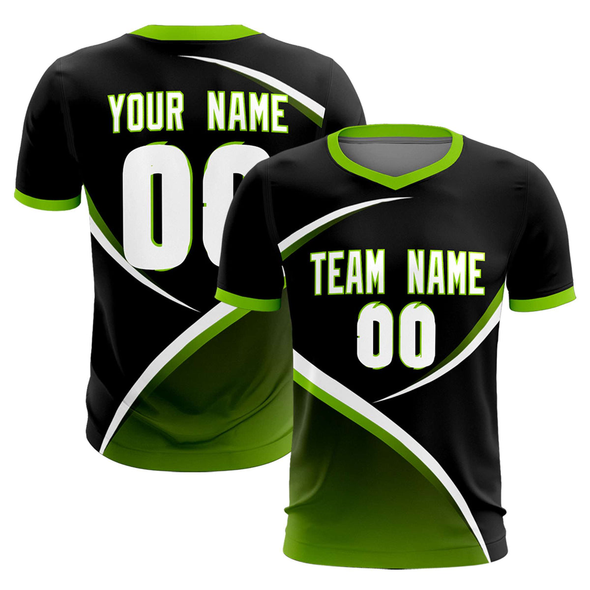 Custom Black Neon Green Color Block Training Uniform For Men Soccer Sets Jersey